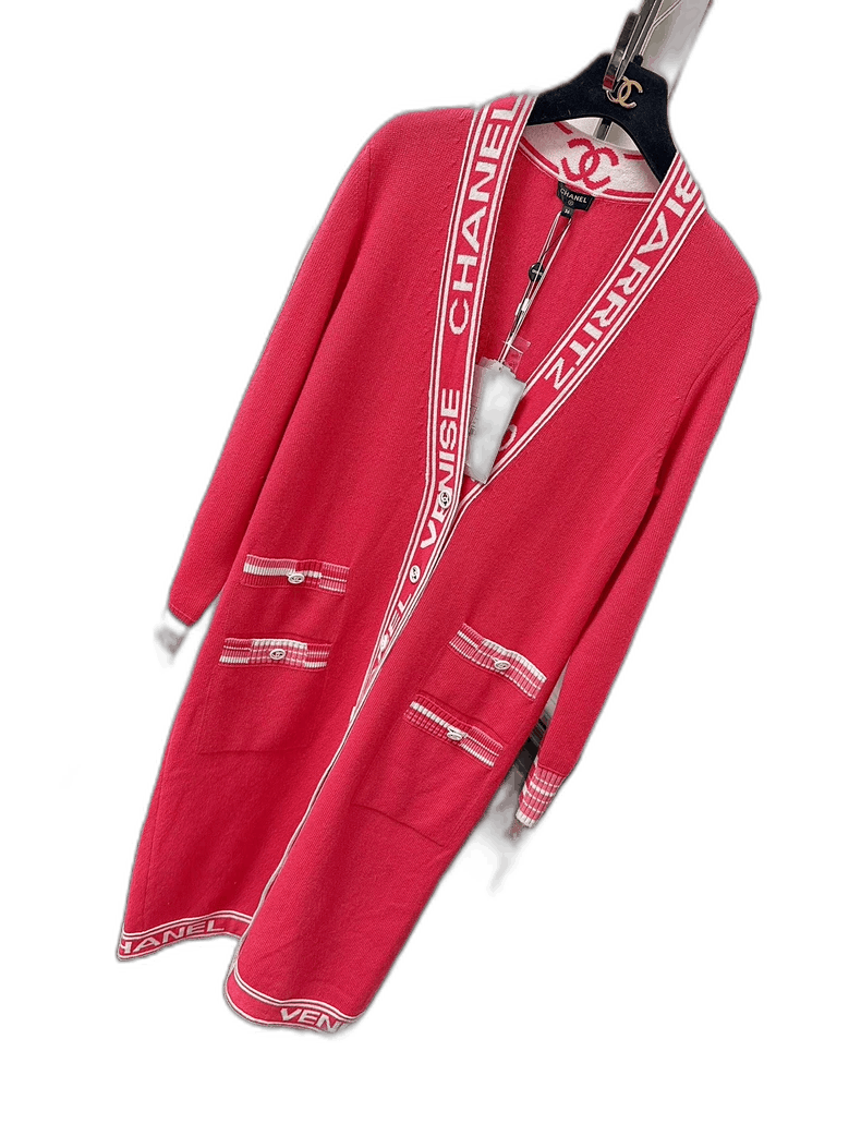 Chanel Chanel Pink and White Long Cardigan Size S / US 4 / IT 40 - 1 Thumbnail