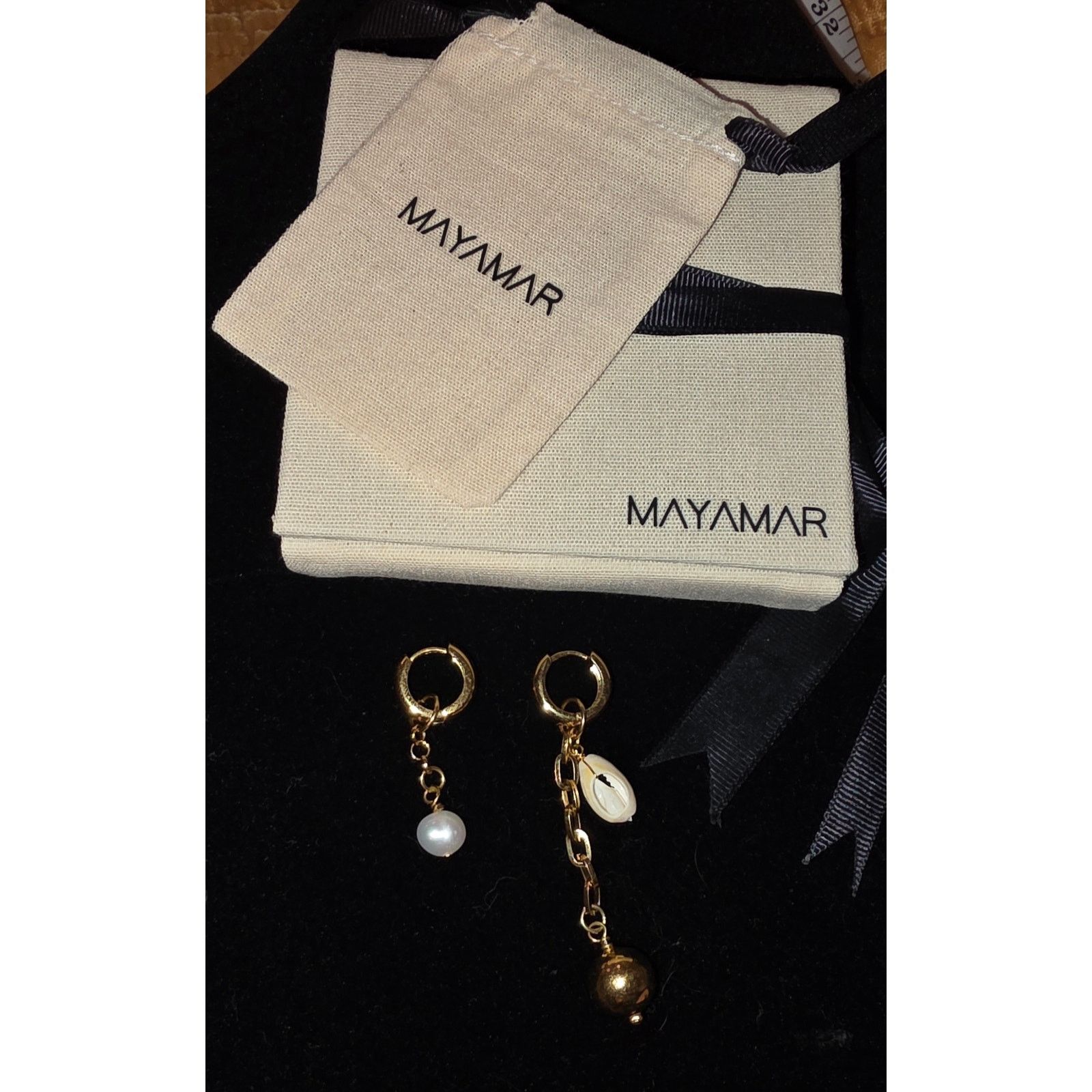 Other Mayamar 24K gold plated Pearl & Shell Asymetrical Earrings Size ONE SIZE - 2 Thumbnail