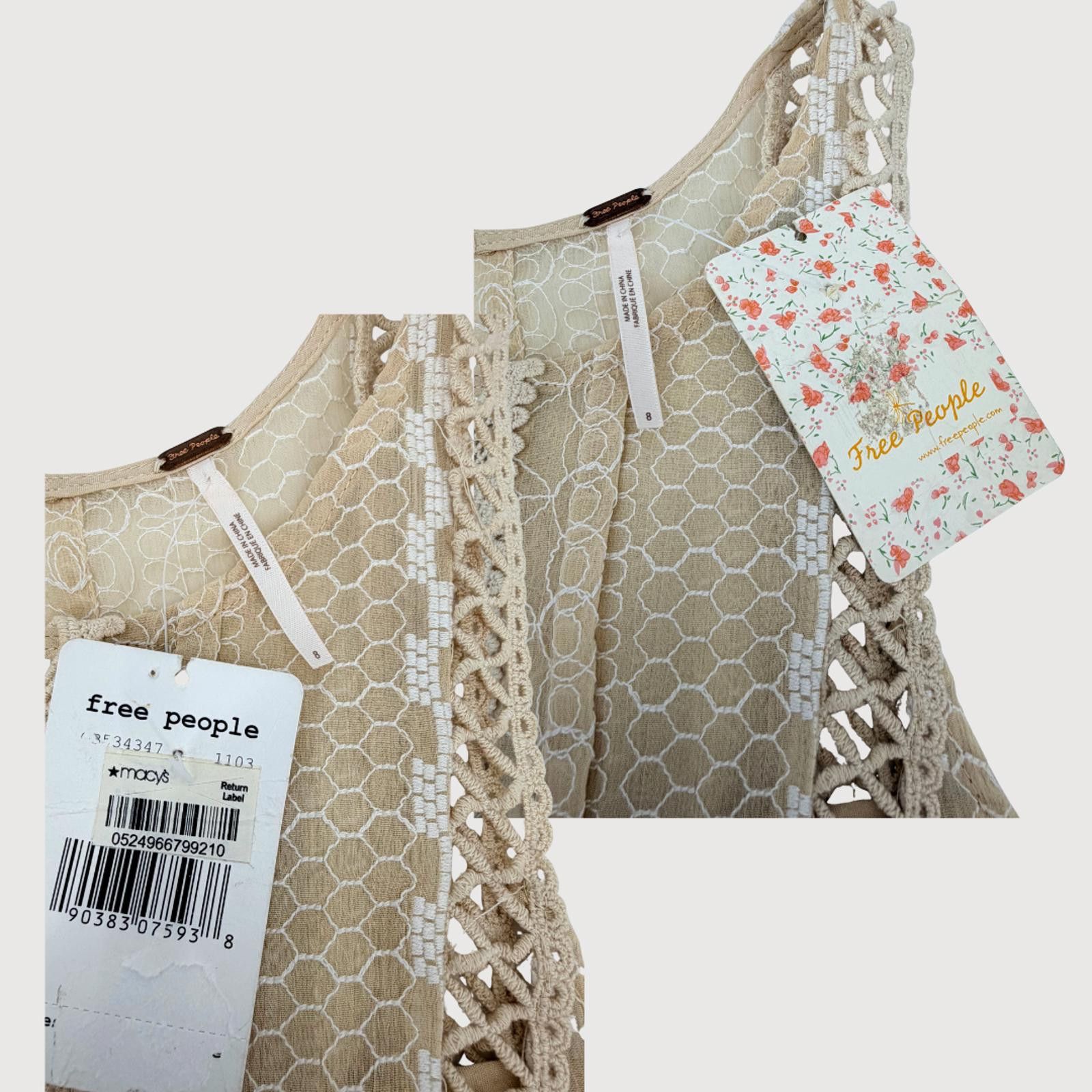 Free People Free People Lace Mini Dress Cream Sleeveless Boho 8 Size M / US 6-8 / IT 42-44 - 6 Thumbnail