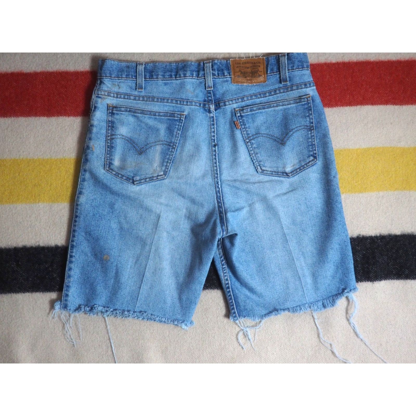 Levi's VINTAGE Levi's 540 Relaxed Denim Shorts 35W Men 90s Grunge Distressed Blue 35" Waist Mens Size US 35 - 2 Thumbnail