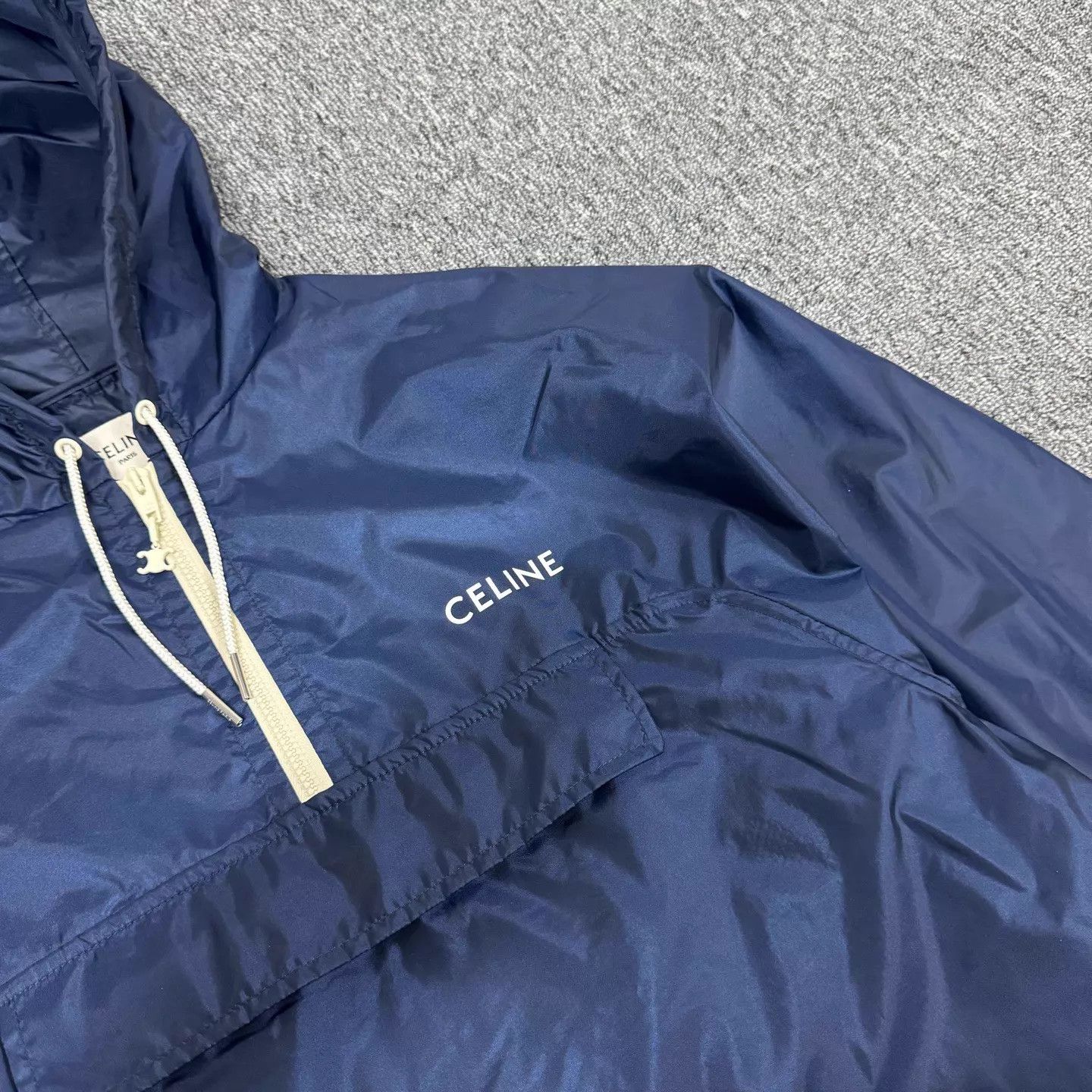 Celine Celine Navy Logo Print Hooded Half-Zip Windbreaker Size XS / US 0-2 / IT 36-38 - 4 Thumbnail
