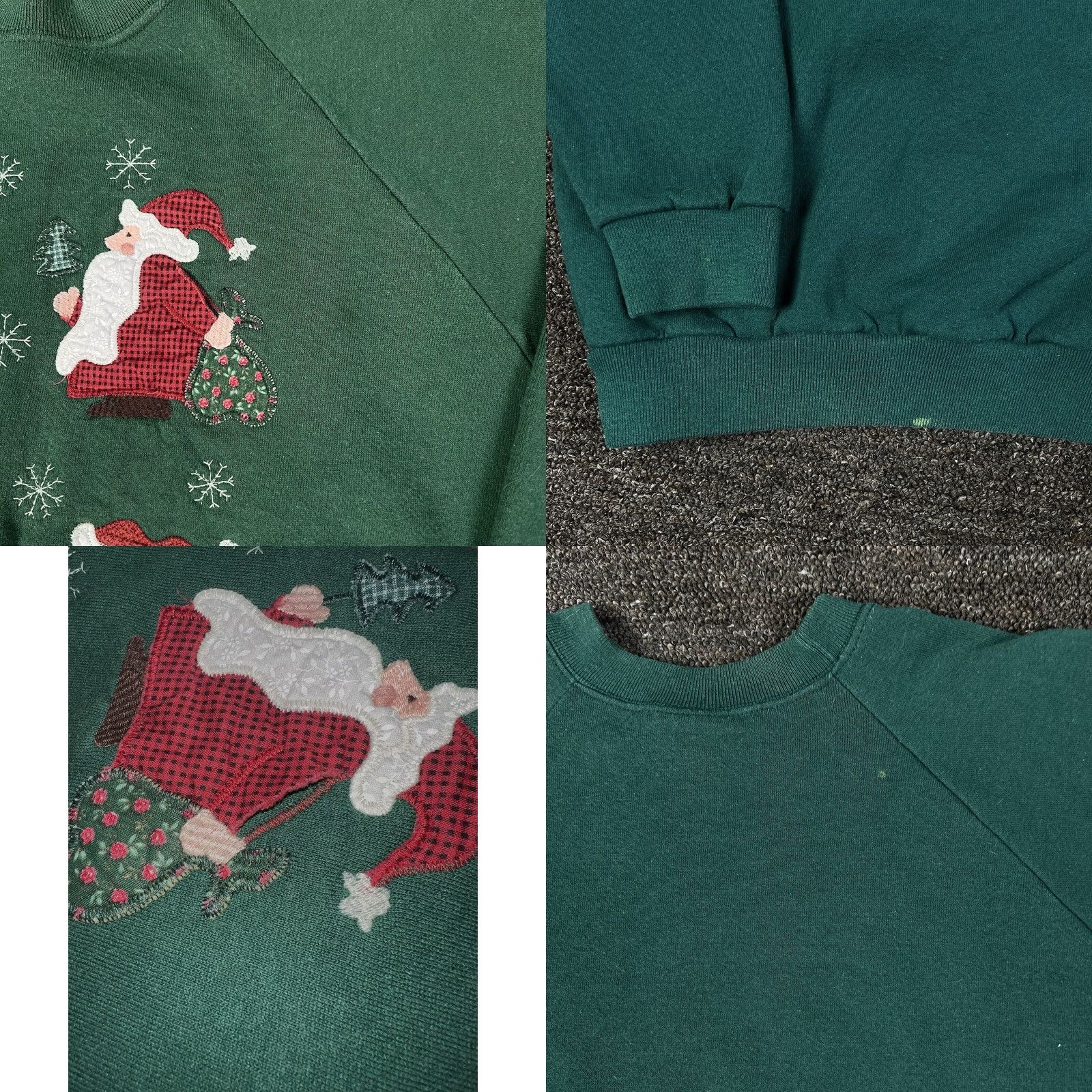 Vintage VINTAGE Santa Christmas Party Patched Crewneck Sweatshirt Large Made USA | Folk Art Applique Sweatshirt Unisex Adults Crew Neck 90s Vintage Green Size US L / EU 52-54 / 3 - 9 Thumbnail