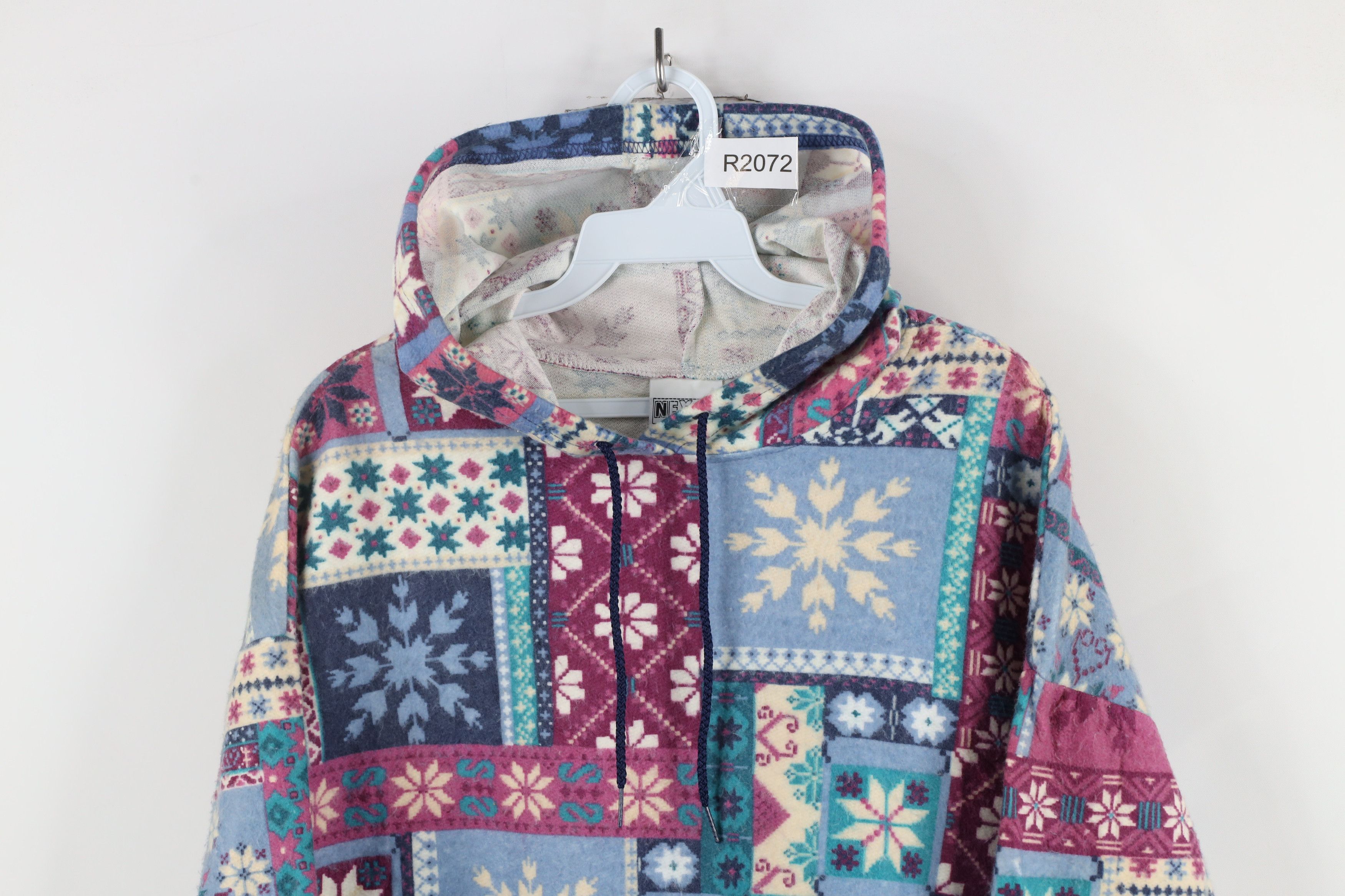 Vintage Vintage 90s Streetwear Snowflake Fair Isle Fleece Hoodie USA Size M / US 6-8 / IT 42-44 - 2 Thumbnail