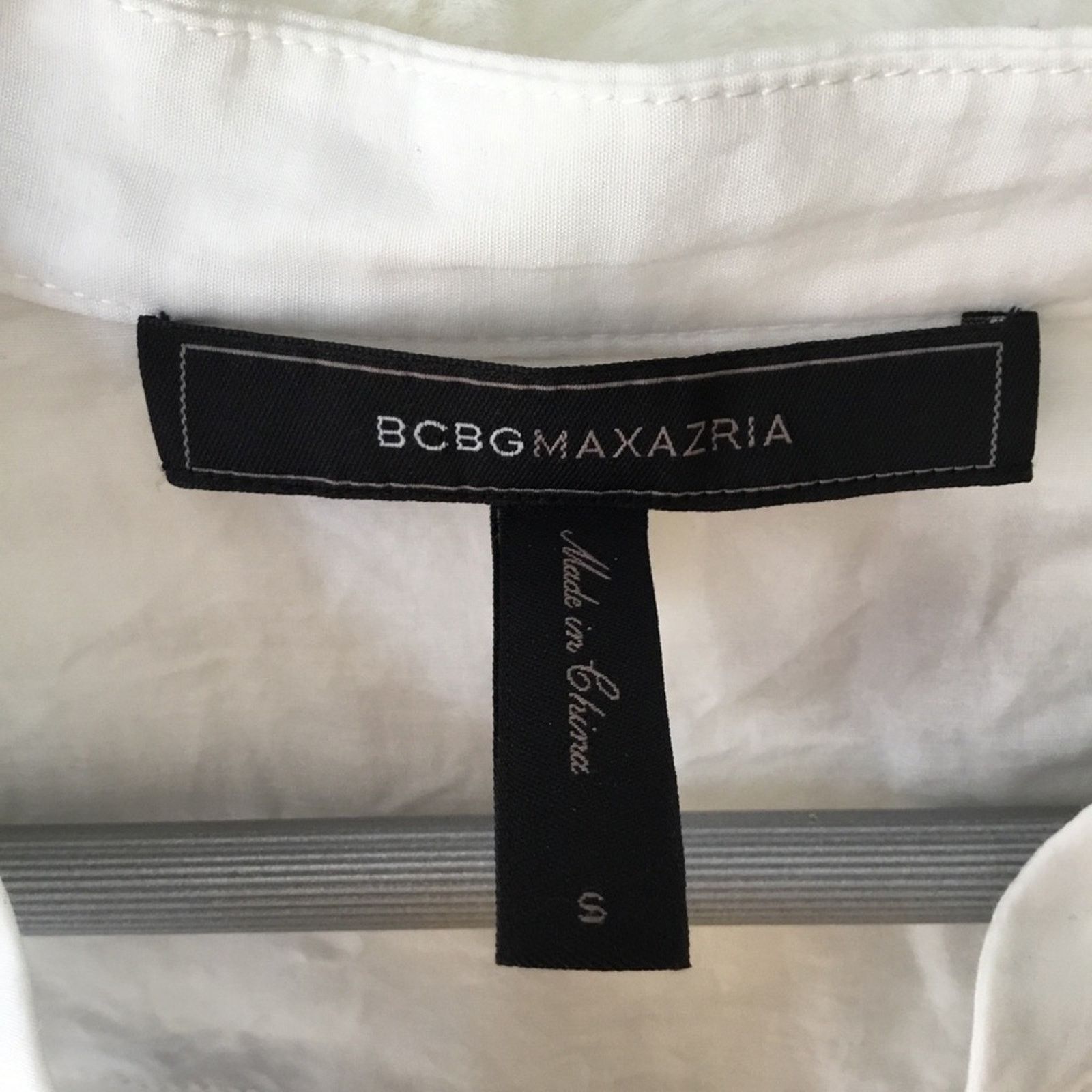 Bcbgmaxazria BCBGMaxAzria White& Gray Tie-Dye Roll-tab Sleeve Silk Blouse Size S / US 4 / IT 40 - 2 Thumbnail