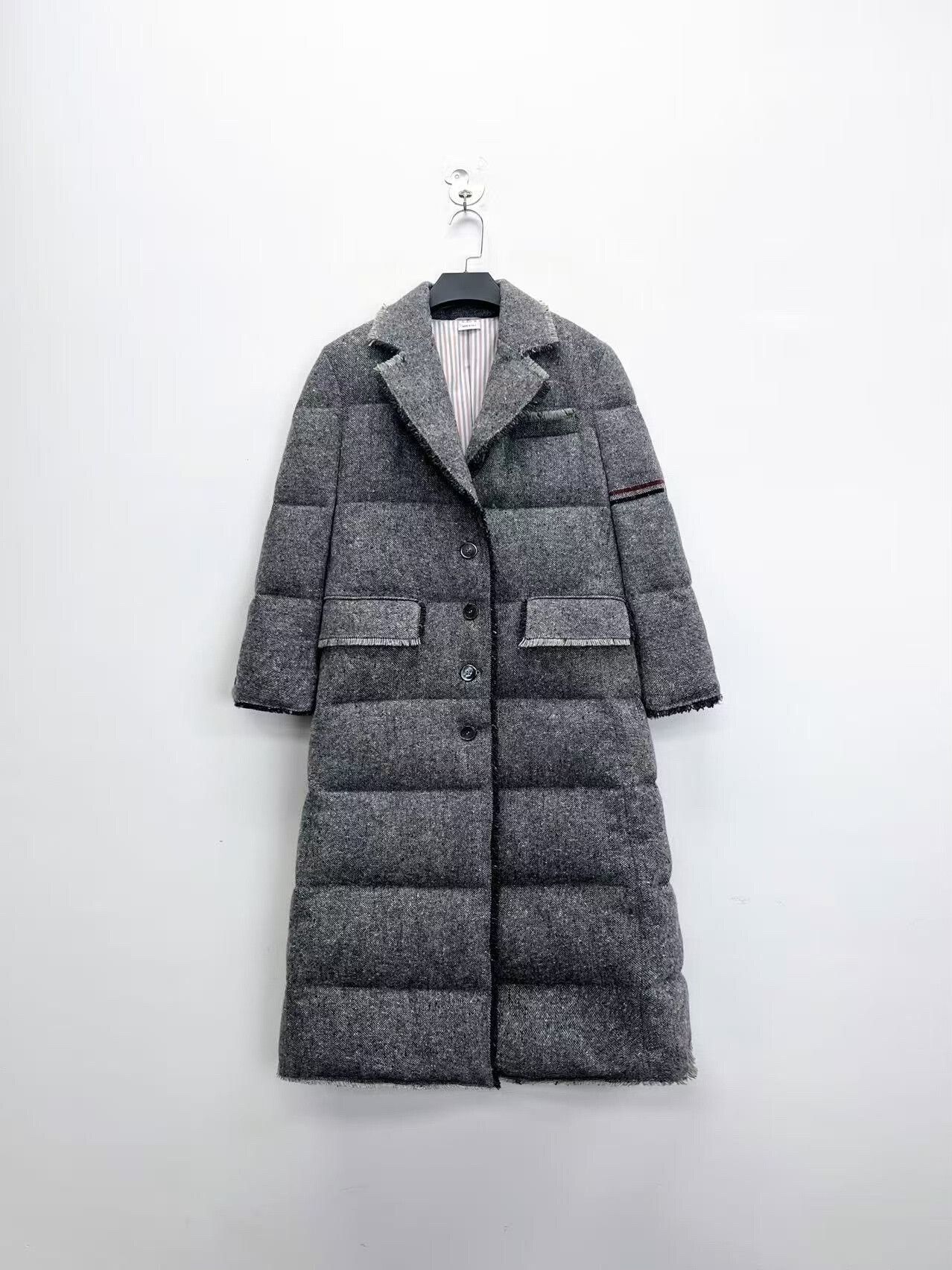 Thom Browne Thom Browne Gray Striped Long Down Coat Size US XS / EU 42 / 0 - 1 Thumbnail