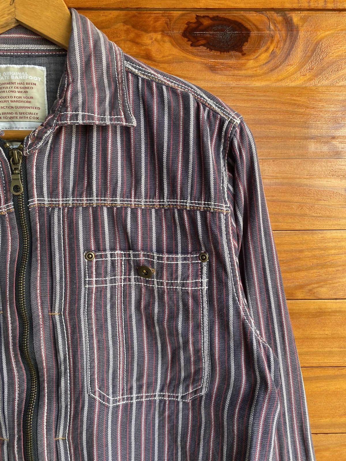 Japanese Brand Cox Original Create Barefoot Striped Zip Shirt Casual Shirt Size US M / EU 48-50 / 2 - 6 Thumbnail