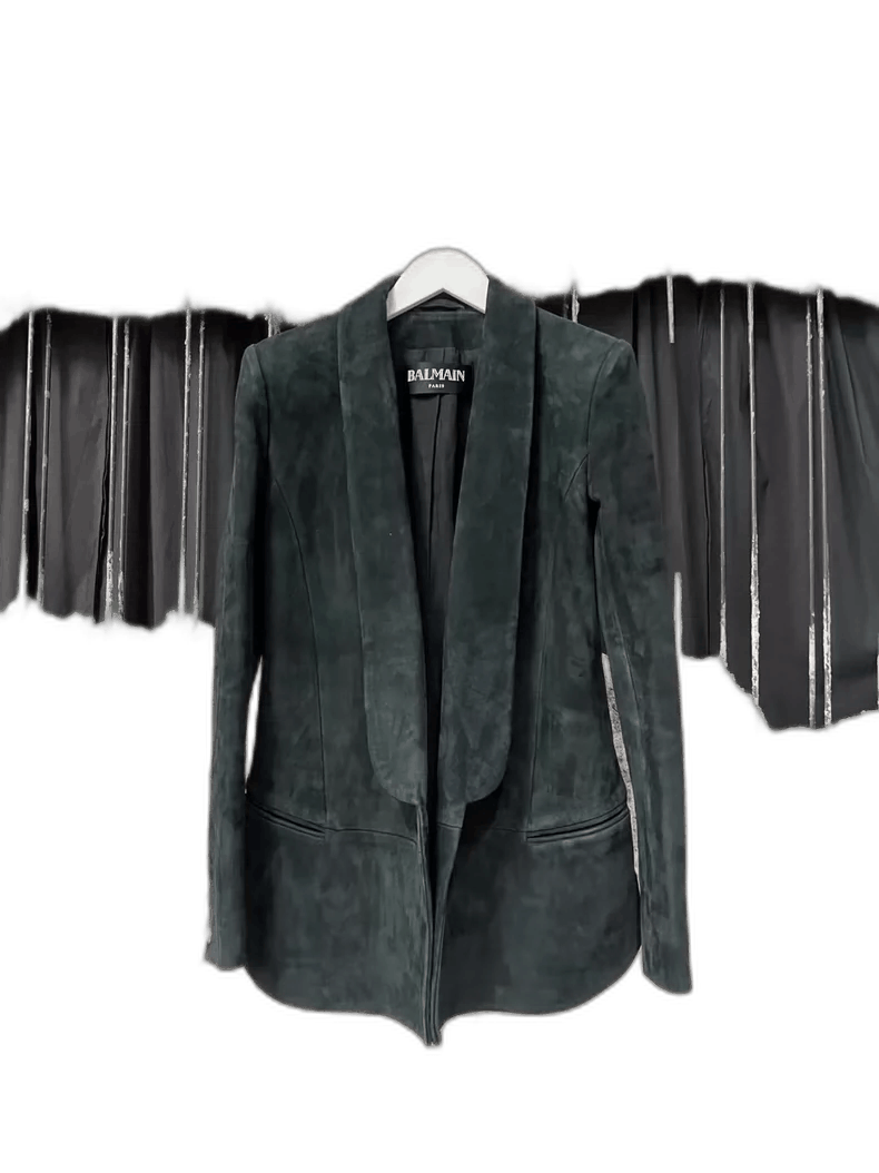 Balmain Balmain Green Velvet Suit Jacket with Gold Buttons-yf Size US XS / EU 42 / 0 - 1 Thumbnail