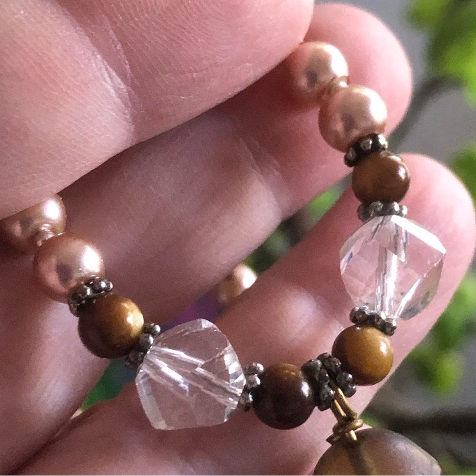 Handmade Handcrafted repurpose unique facet mookaite Pearl necklace Size ONE SIZE - 11 Thumbnail