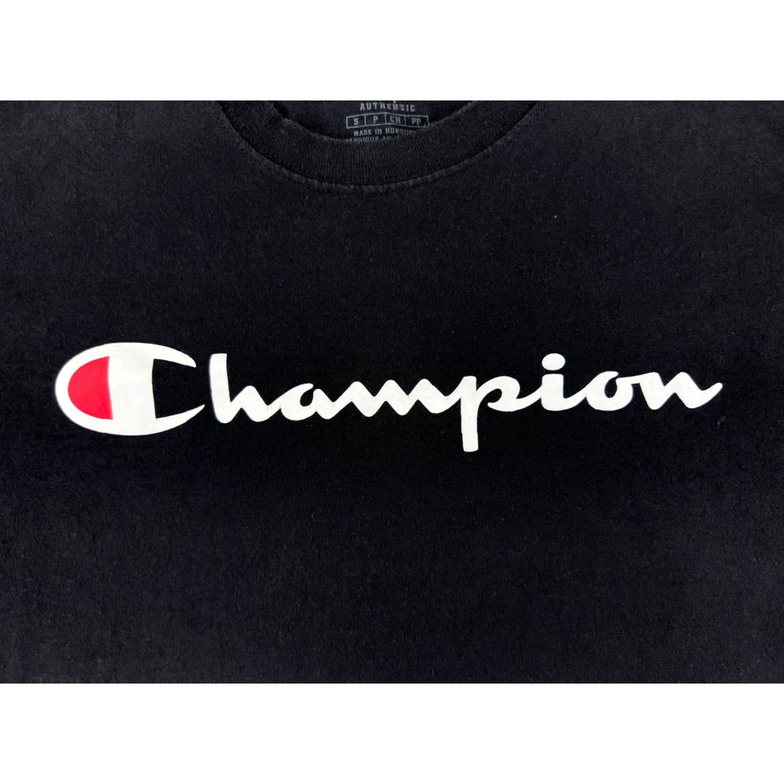 Champion Champion Shirt Womens Small Black Short Sleeve Crop Crew Neck Logo Raw Hem Size S / US 4 / IT 40 - 3 Thumbnail