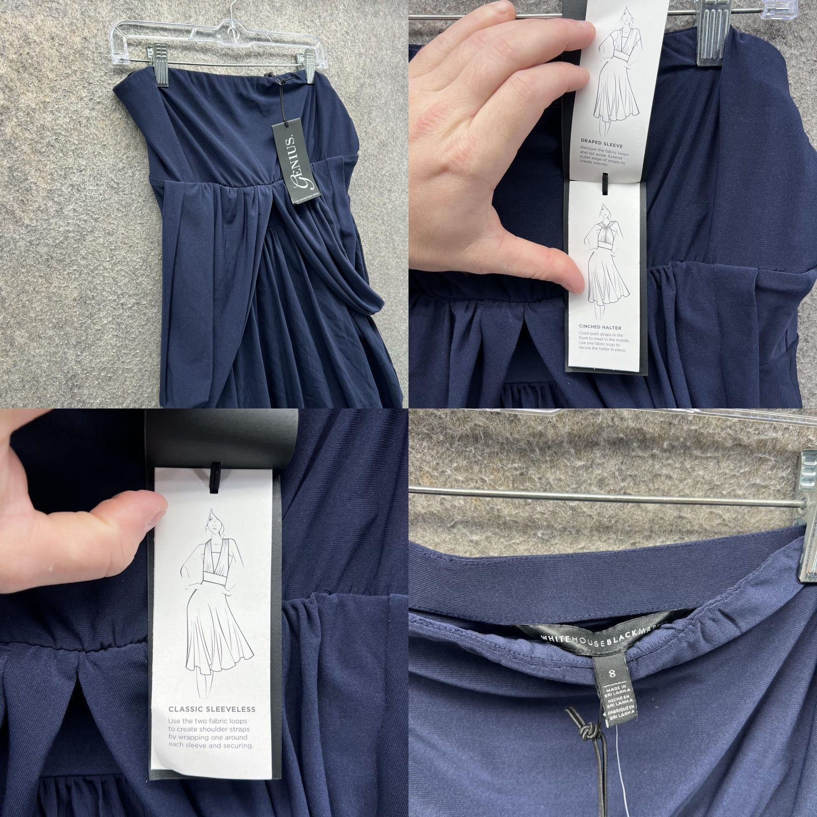 White House Black Market White House Black Market Dress Womens 8 Navy Genius Convertible Midi Multiway Dress Size M / US 6-8 / IT 42-44 - 8 Thumbnail
