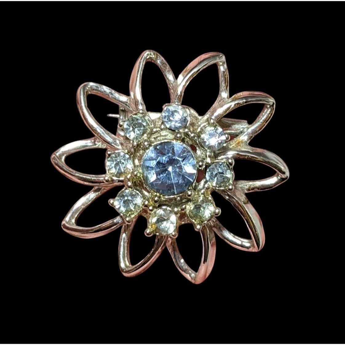 Other Vintage Blue And Silver Star Flower Rhinestone Brooch Size ONE SIZE - 1 Thumbnail