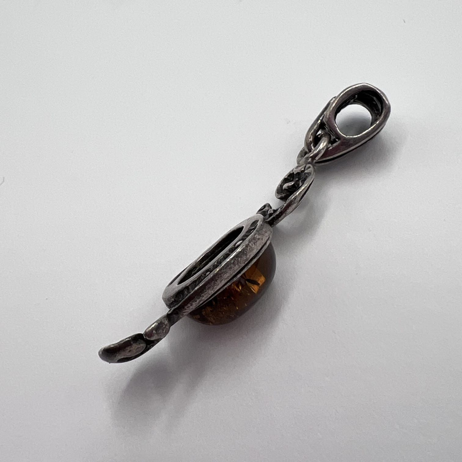 Sterling Silver Vintage 925 Sterling Silver Pendant with Natural Amber Size ONE SIZE - 3 Thumbnail