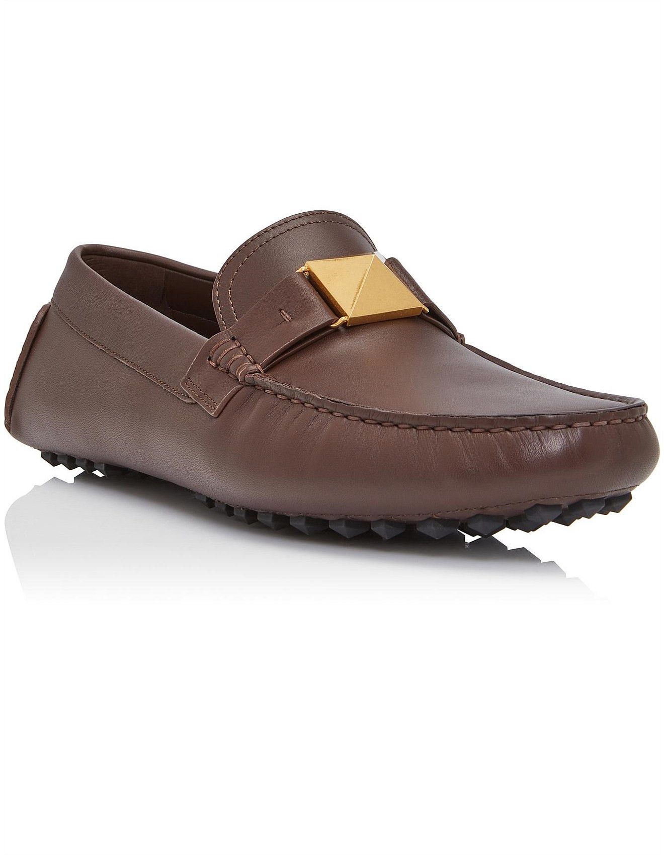 Valentino o1y0525 Logo Leather Loafers in Chocolate Brown Size US 7 / EU 40 - 2 Thumbnail