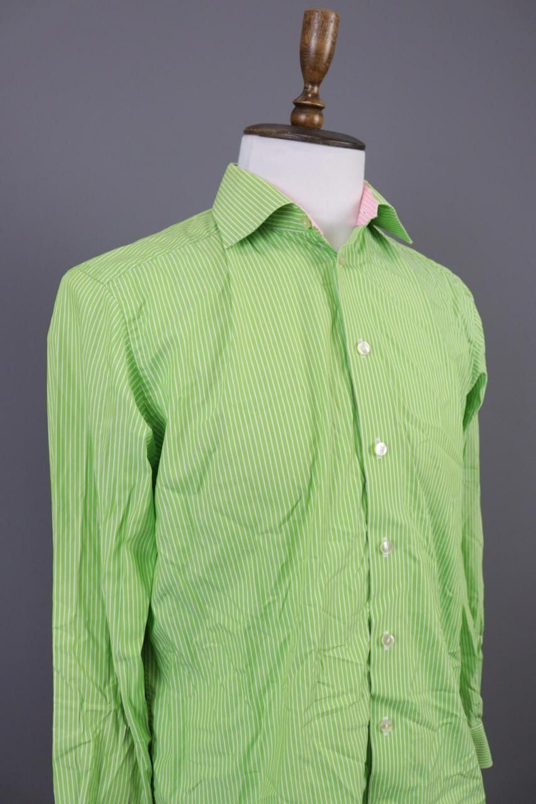 Eton Eton Contemporary Green Striped Luxury Shirt Size 41 /16 Size US M / EU 48-50 / 2 - 6 Thumbnail