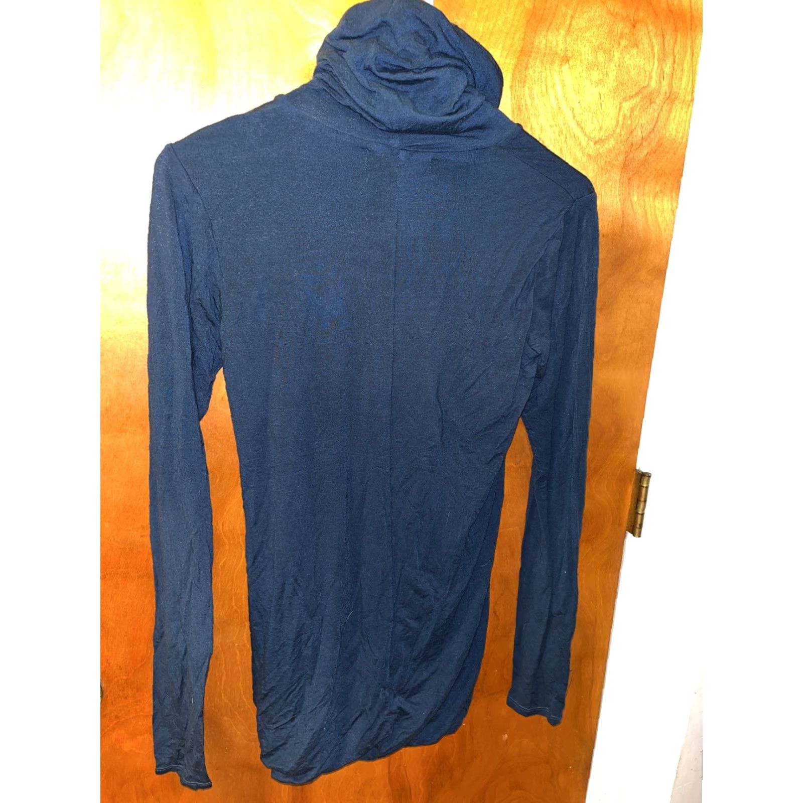 Vintage Groceries Apparel Women's Turtleneck Pullover Blouse Small Navy Blue Long Sleeve Casual Office Workwear Size S / US 4 / IT 40 - 5 Thumbnail