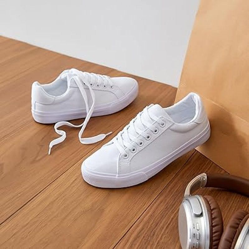 Other Rominz Women's Size 8.5 White Lace-Up Canvas Sneakers Size US 8.5 / IT 38.5 - 4 Thumbnail
