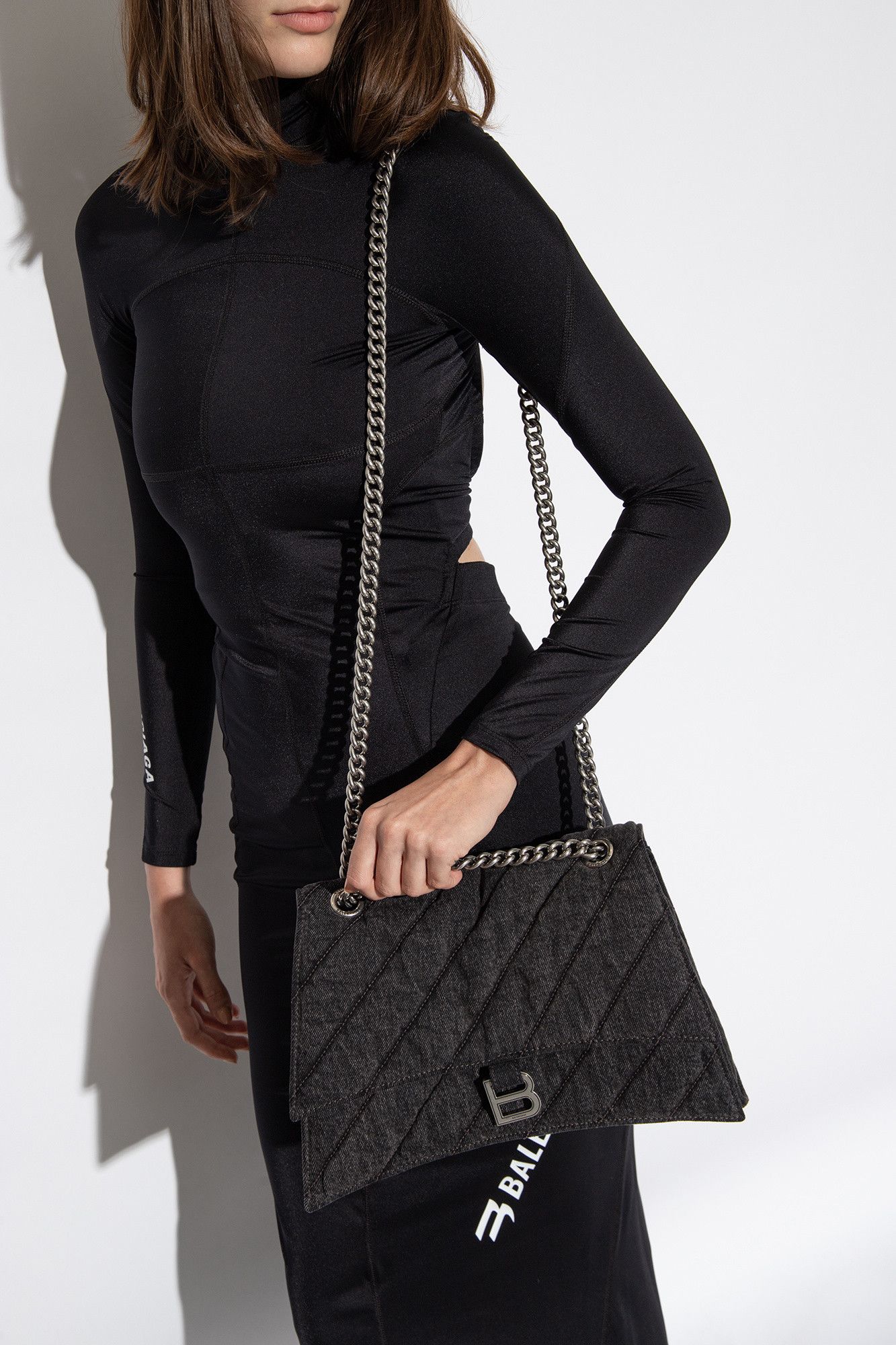 Balenciaga o1mt1gz1224 Size: OS / Crush Medium Chain Bag Quilted Denim Size ONE SIZE - 2 Thumbnail