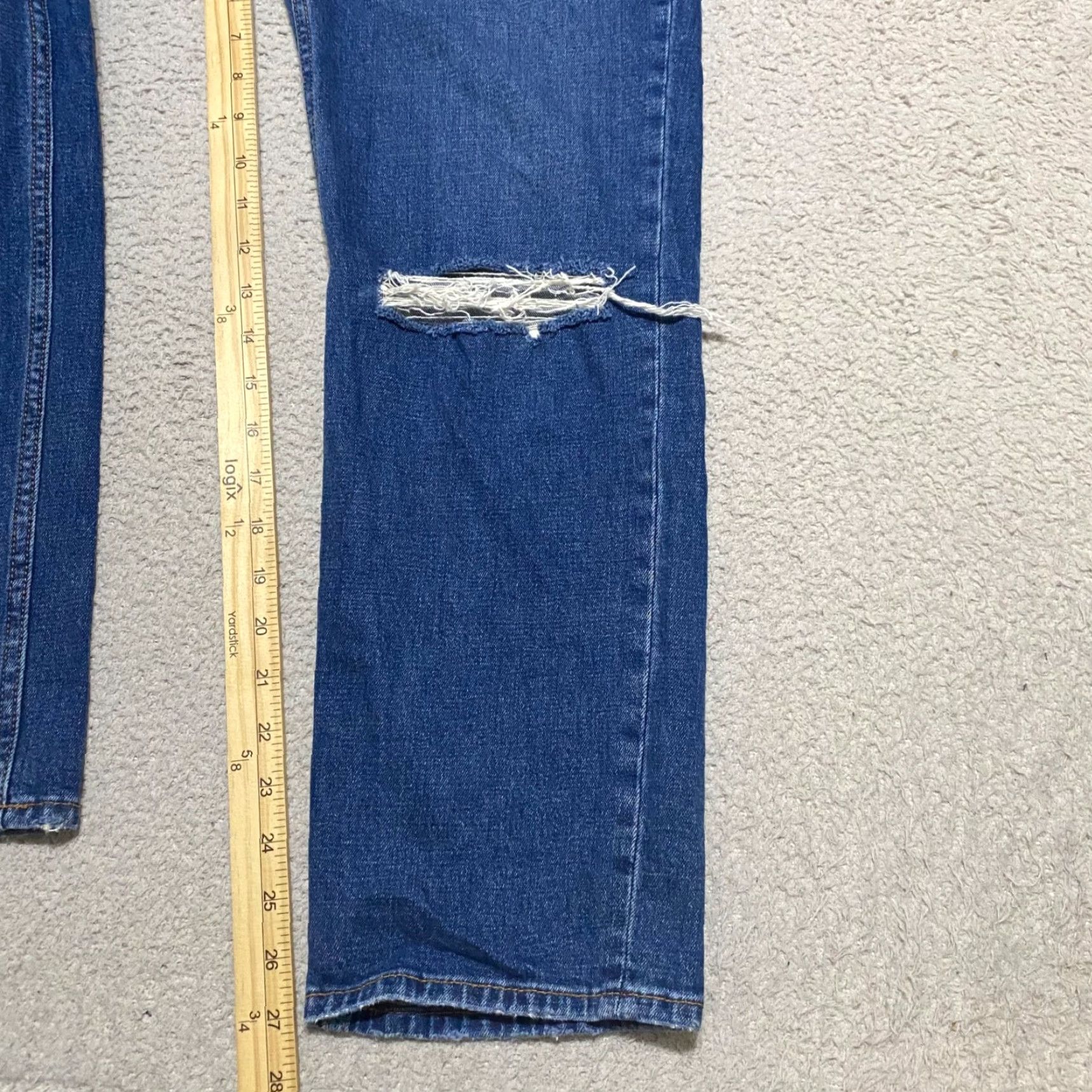 Abercrombie & Fitch Abercrombie & Fitch Jeans Womens 8 Blue Denim Straight High Rise Distressed Size 30" / US 8 / IT 44 - 6 Thumbnail