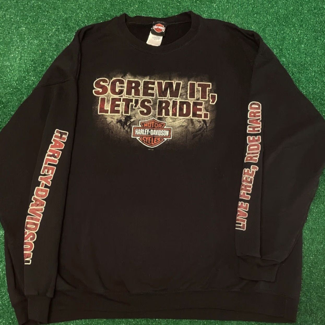 Harley Davidson VINTAGE Harley Davidson Sweater Crewneck 3XL Biker Sleeve Logo Screw It Y2K Size US XXL / EU 58 / 5 - 4 Thumbnail