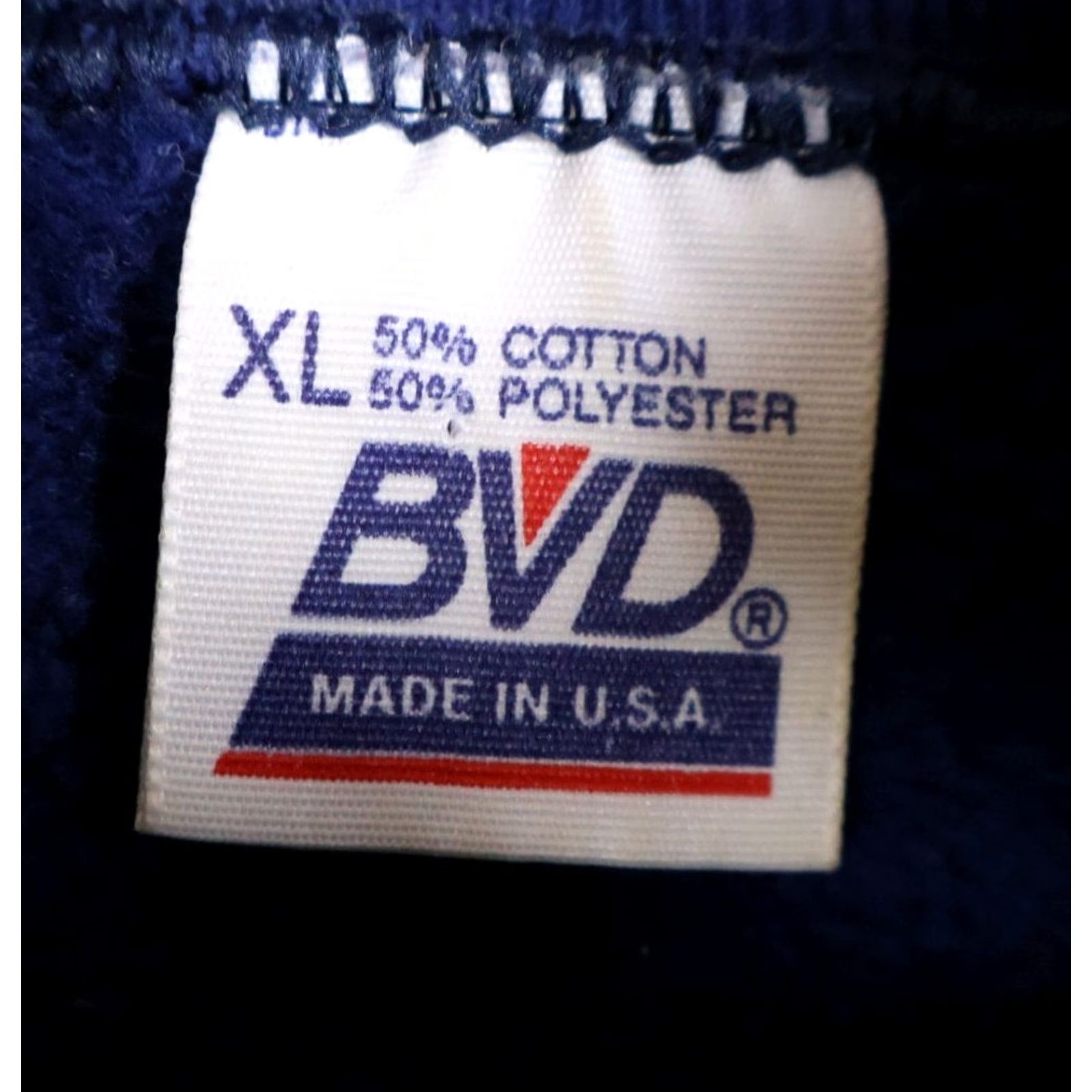 Vintage VINTAGE B.V.D Sweatshirt Mens XL Blue 50/50 Crewneck Pullover USA Tag 90s Retro Hipster Dark Blue Solid Blank Sweater Size US XL / EU 56 / 4 - 3 Thumbnail