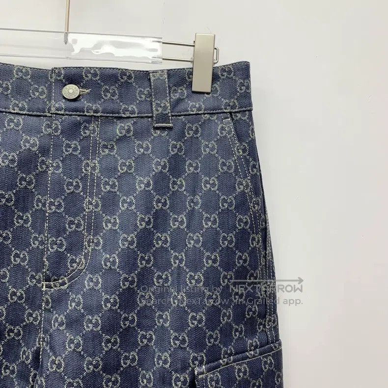 Gucci Gucci Dark blue logo jacquard full print cotton casual wor Size US 28 / EU 44 - 3 Thumbnail