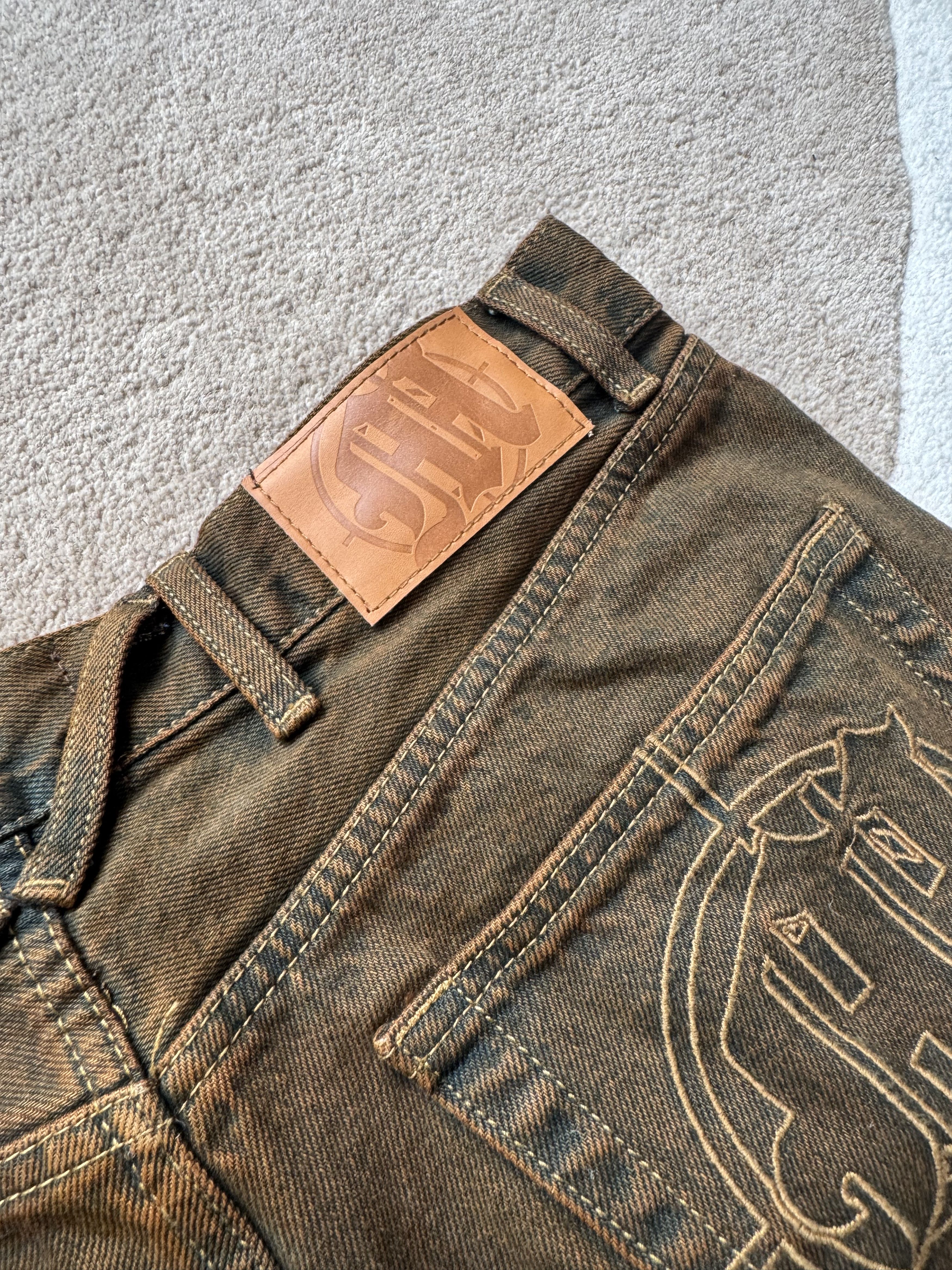 Menace Menace LA Embossed Target Logo Denim Pants Brown Size US 30 / EU 46 - 6 Thumbnail