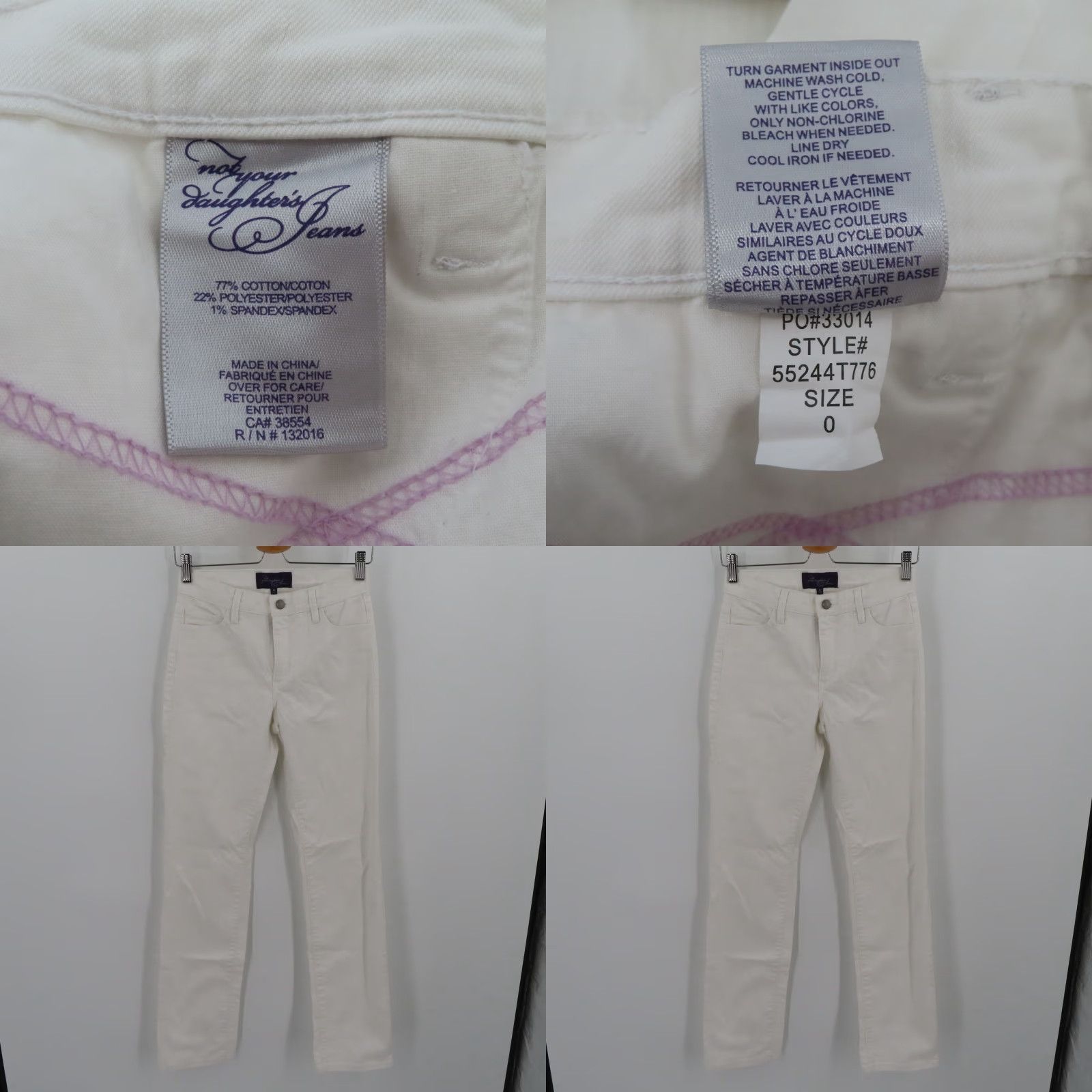 NYDJ NYDJ Womens Jeans 0 Marilyn Straight Solid White Studded Pockets Style 55244T776 Size 25" / US 0 / IT 36 - 8 Thumbnail