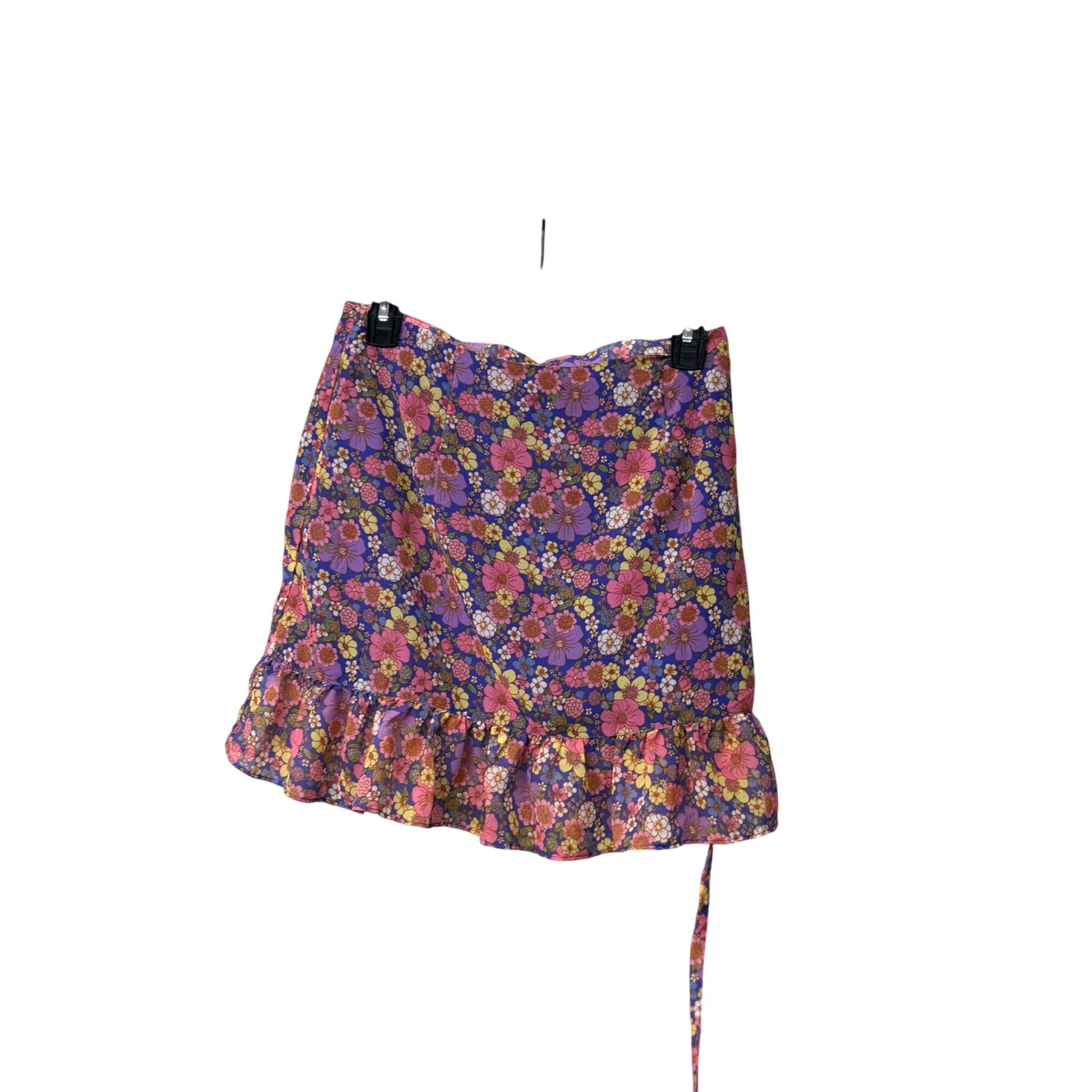 Topshop Topshop Floral Wrap Mini Skirt With Ruffle Hem, Purple/Multi Size 28" / US 6 / IT 42 - 7 Thumbnail