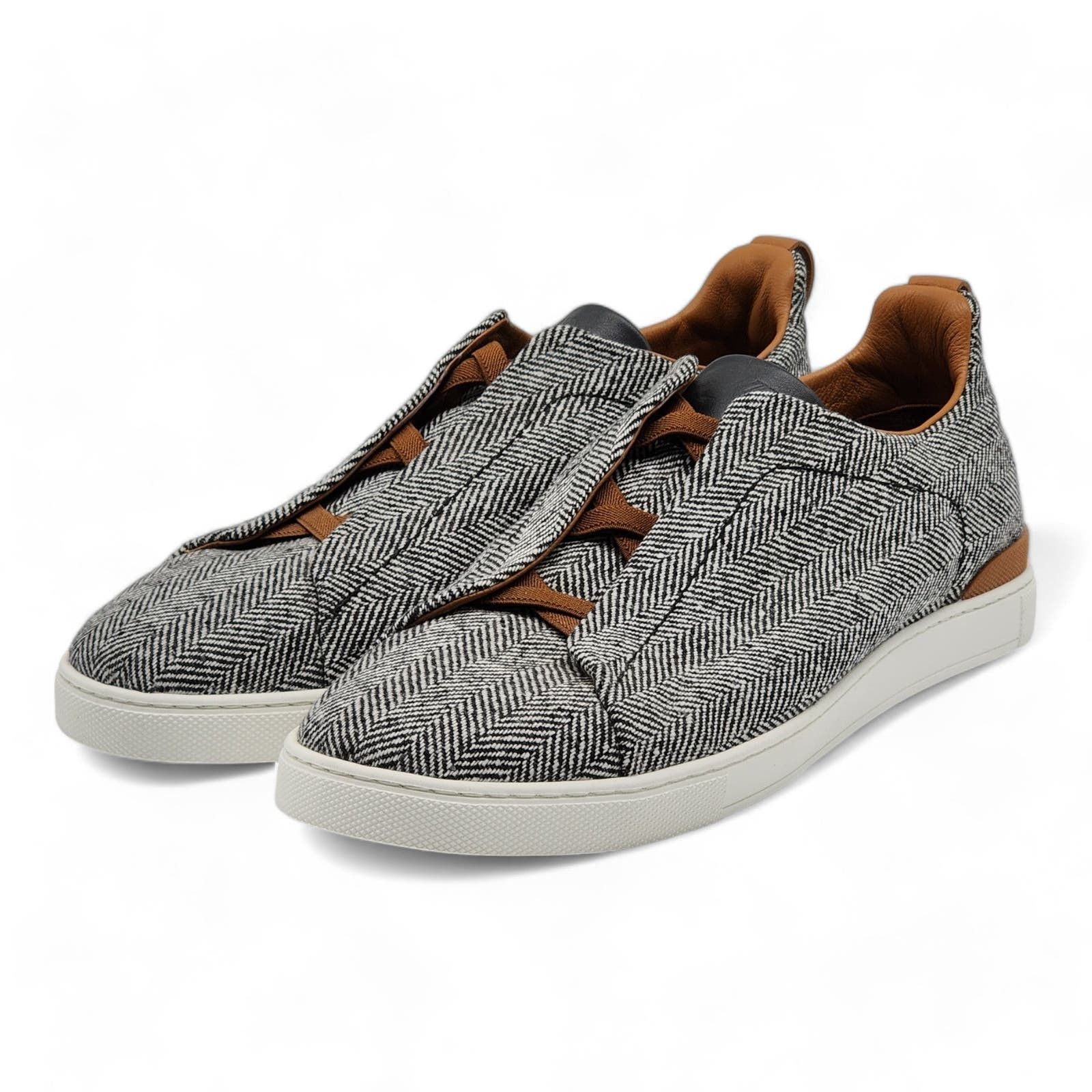 image of Ermenegildo Zegna Triple Stitch Wool Sneakers In Gray 13Us $1150 in Grey, Men's