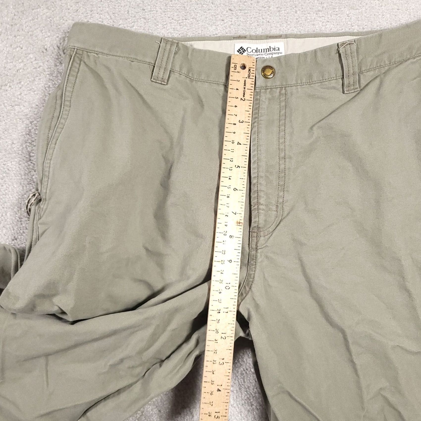 Vintage Columbia Pants Mens 34x32 Beige Canvas Hiking Cotton Zip Pockets 5 Pocket Cargo Regular Straight 5-Pocket Design Mens Size US 34 / EU 50 - 6 Thumbnail