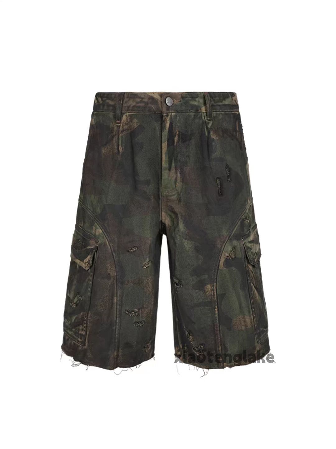 Designer × Japanese Brand × Vintage Utility washed faded loose baggy damaged cargo shorts Size US 34 / EU 50 - 2 Thumbnail