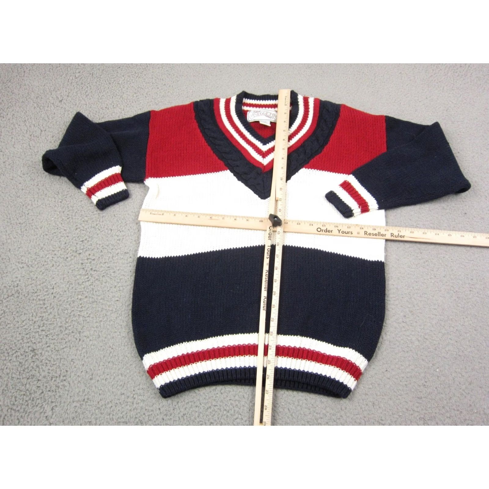 Vintage VINTAGE Nuggets Sweater Womens S Blue White V-Neck Cable Knit 80s College Pullover Shoulder Pads Womens Size S / US 4 / IT 40 - 6 Thumbnail