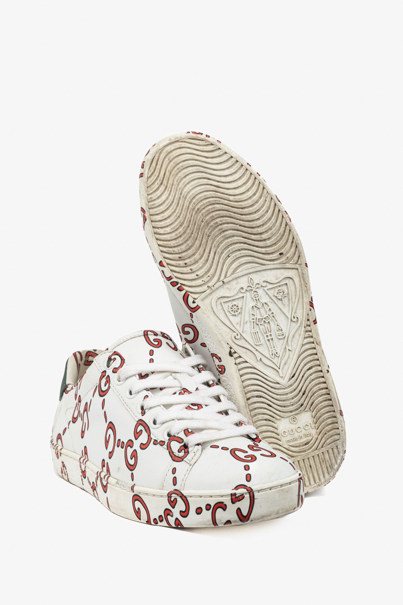 Gucci Gucci Ace White GG Ghost Lace-Up Sneakers Size US 4 / IT 34 - 4 Thumbnail