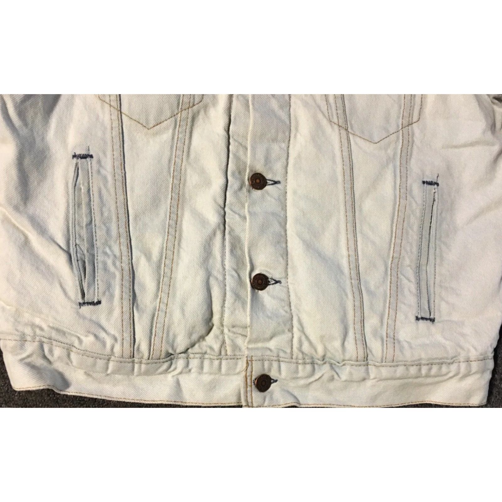 Levi's Vtg 80s Levis Faded Distress Blanket Lined Jacket 42L USA Trucker Grunge Biker Size US XS / EU 42 / 0 - 4 Thumbnail
