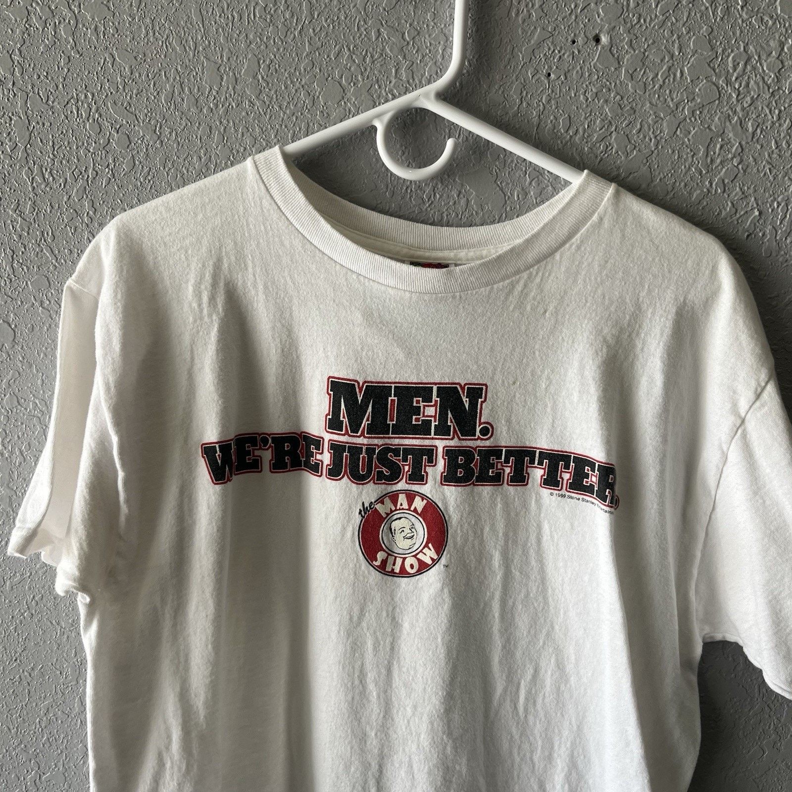 Fruit Of The Loom Vintage 1999 The Man Show White Tshirt Men’s Large Minimal Size US L / EU 52-54 / 3 - 2 Thumbnail