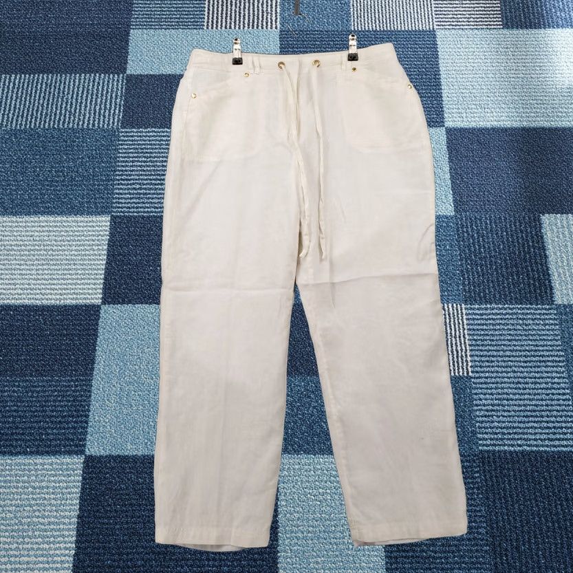 JM Collection JM Collection Pants Womens 14P Petite White High Rise Linen Stretch Drawstring Pants Womens 14P Petite White High Rise Linen Stretch Drawstring Size 36" / US 14 / IT 50 - 1 Thumbnail