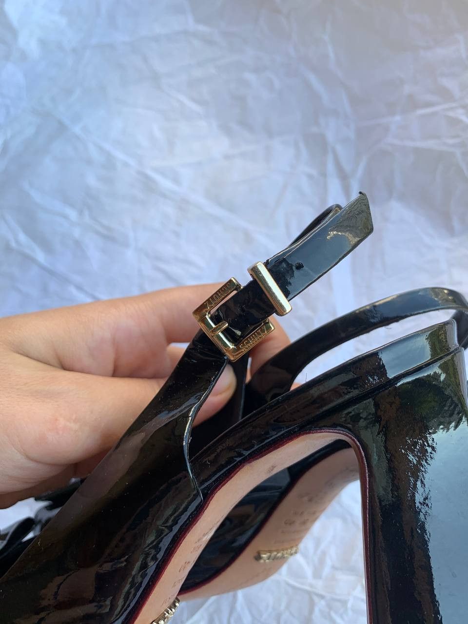 SCHUTZ × Vintage Schutz vintage black patent leather sandals with bow Size US 9 / IT 39 - 5 Thumbnail