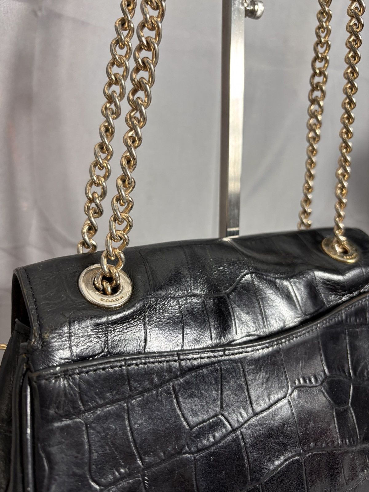 Coach Coach Black Croc Chain Shoulder Bag Size ONE SIZE - 10 Thumbnail