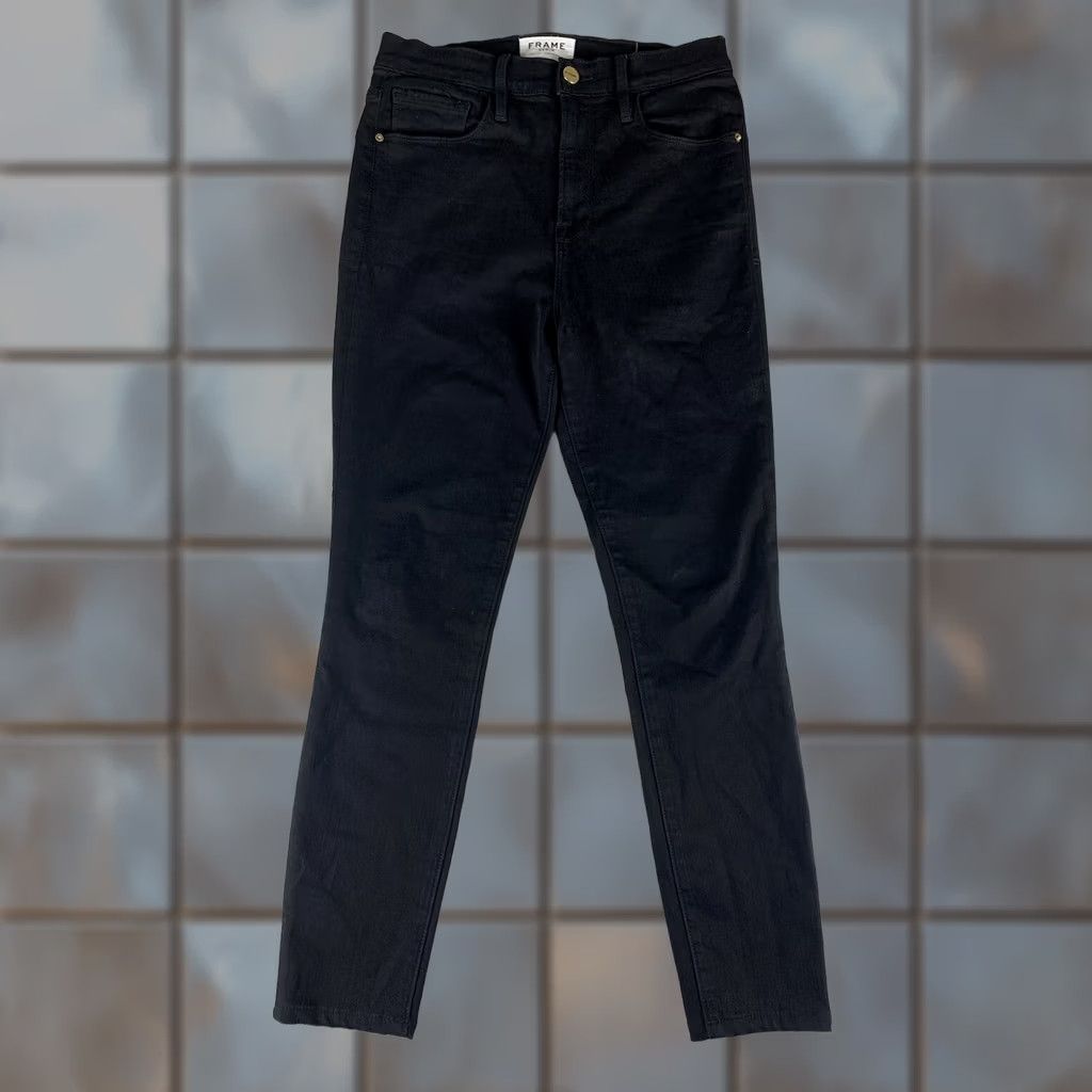 Frame FRAME Jeans Womens 26 Black DENIM SIZE ALI HIGH RISE CIGARETTE FLAT LAY 26X25 Size 26" / US 2 / IT 38 - 1 Thumbnail