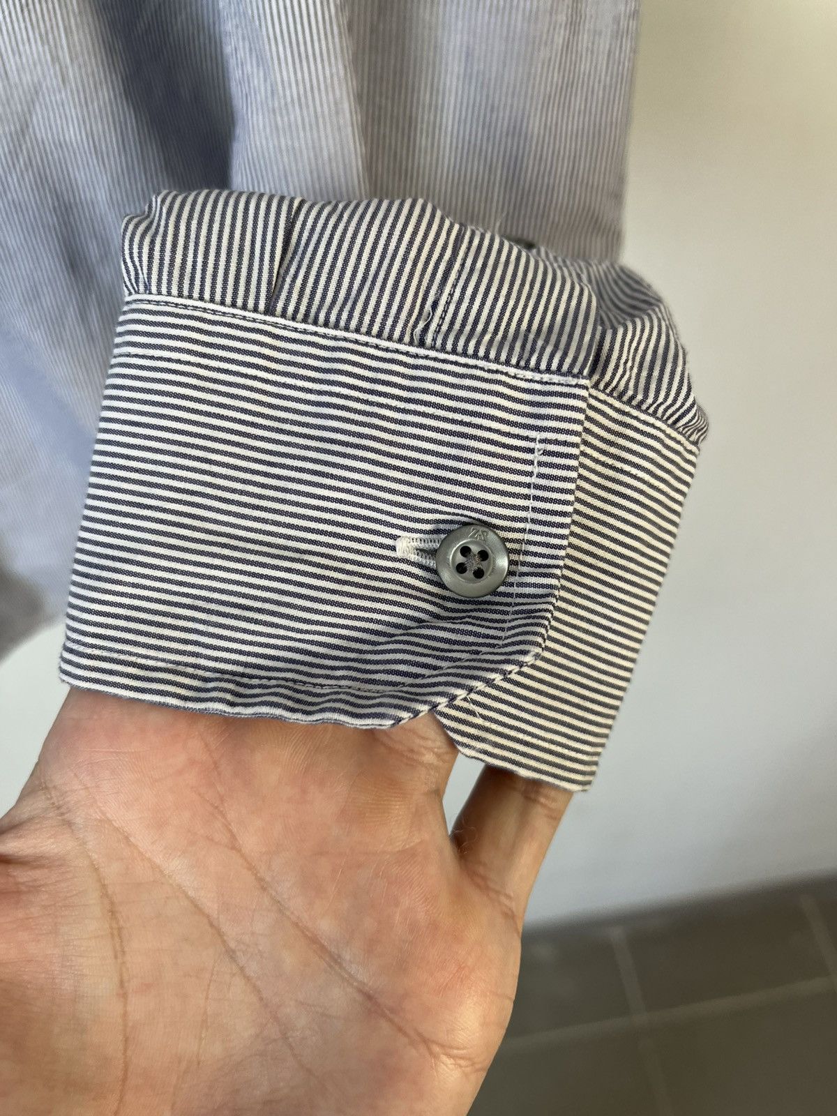 Ermenegildo Zegna Ermenegildo Zegna Luxury Striped Cotton Long Sleeve Shirt Size US L / EU 52-54 / 3 - 5 Thumbnail