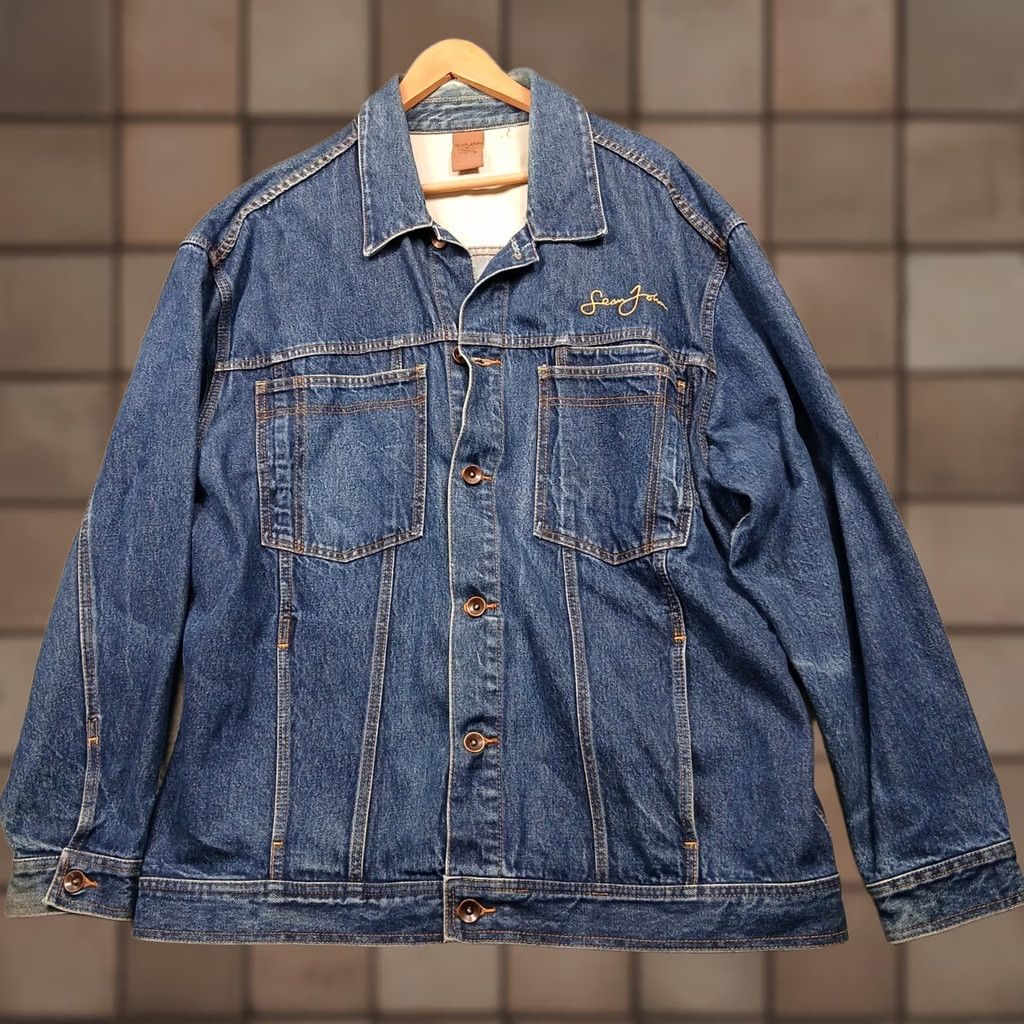 Sean John Sean John Denim Jacket Men's XXL Blue Jean Trucker Embroidered Made in Hong Kong Size US 39 - 1 Thumbnail