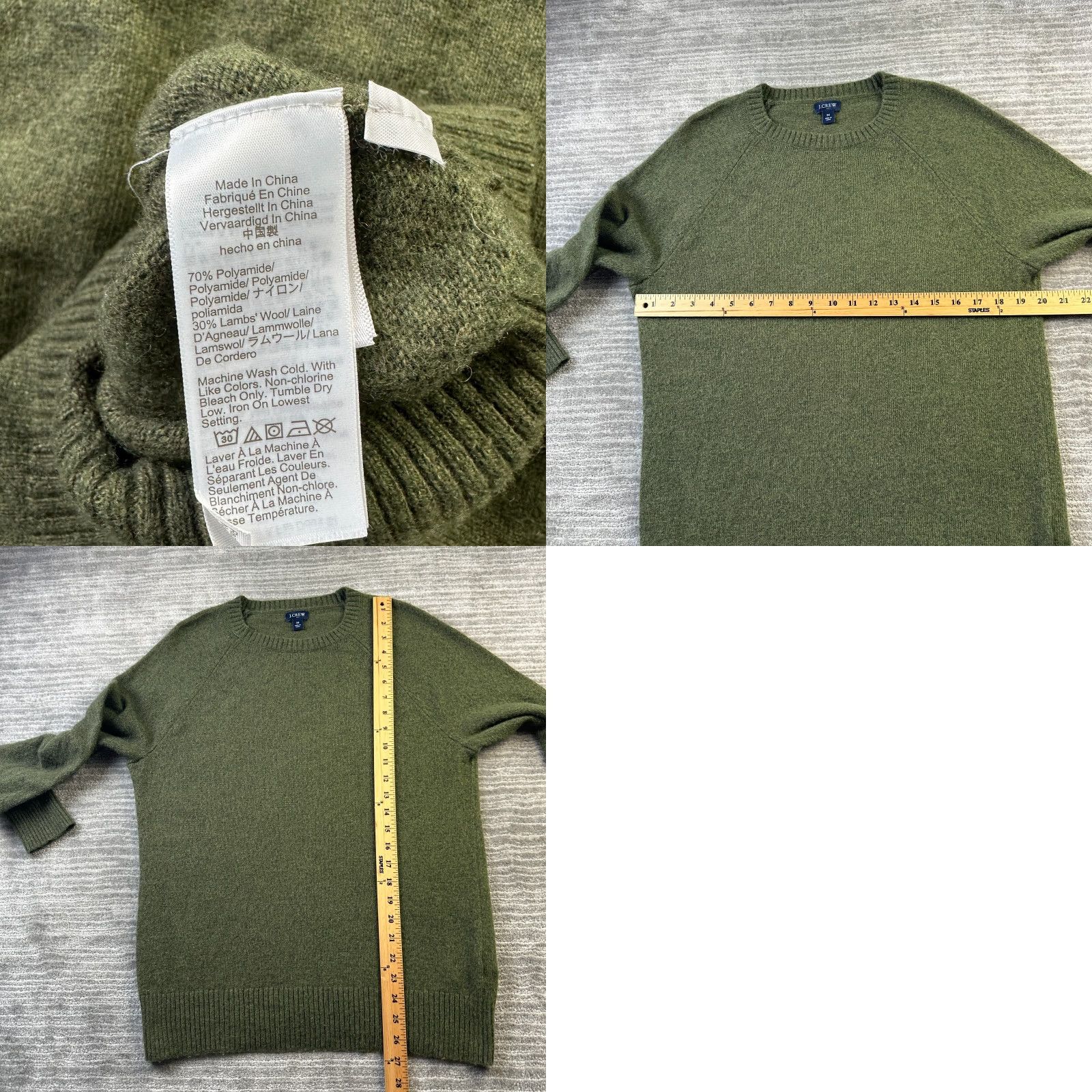 J.Crew J.CREW Sweater Mens Medium Green Lambswool Blend Knit Pullover Crewneck Size US M / EU 48-50 / 2 - 8 Thumbnail