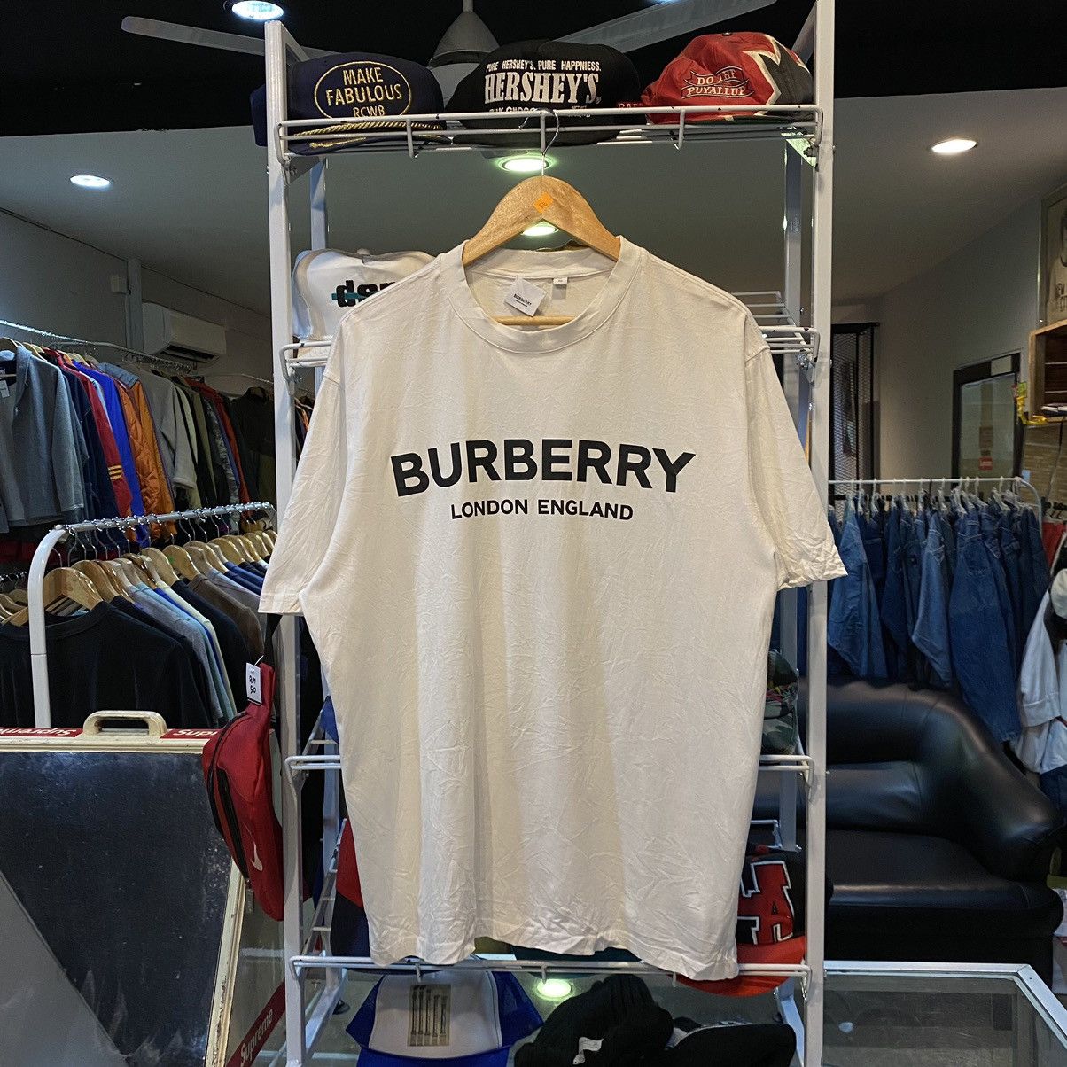 image of Burberry London England Logo T-Shirt in White, Men's (Size XL)