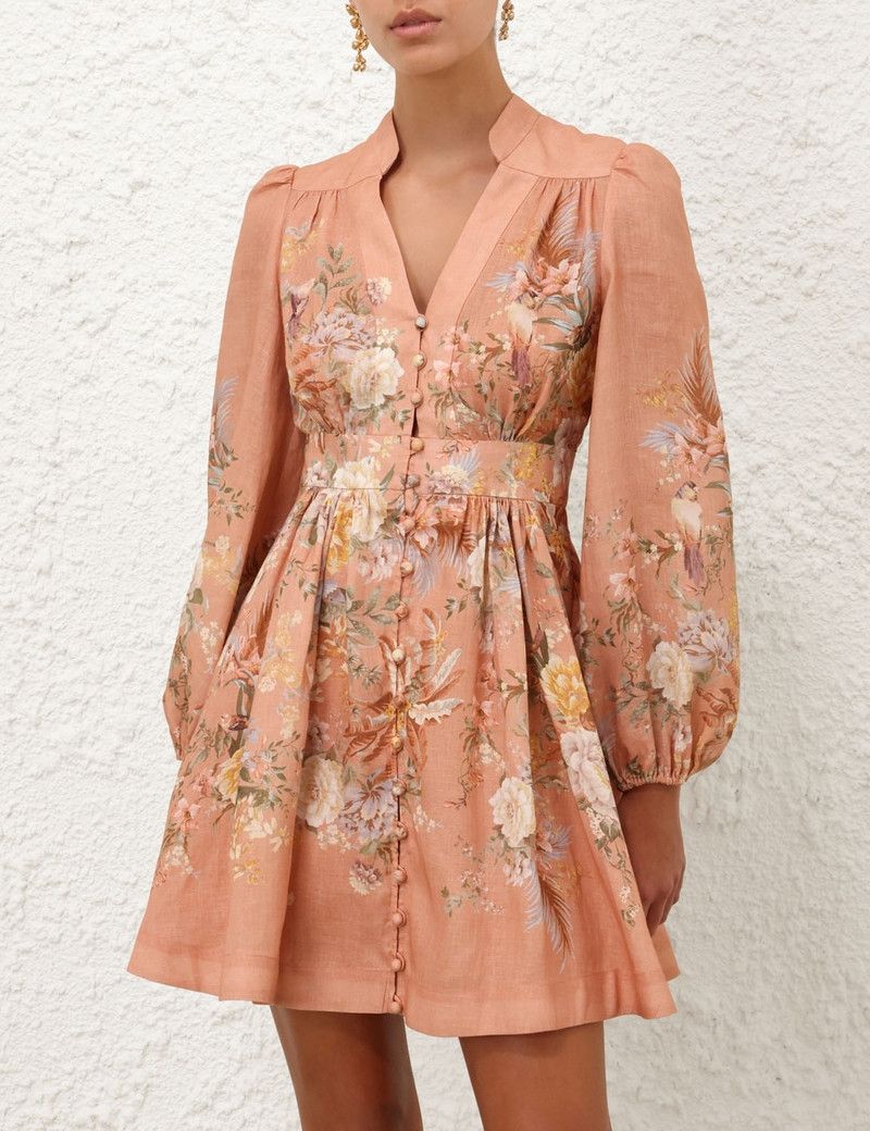 Zimmermann oc11z0226 Tallow Plunge Mini Dress In Multicolor Size M / US 6-8 / IT 42-44 - 2 Thumbnail