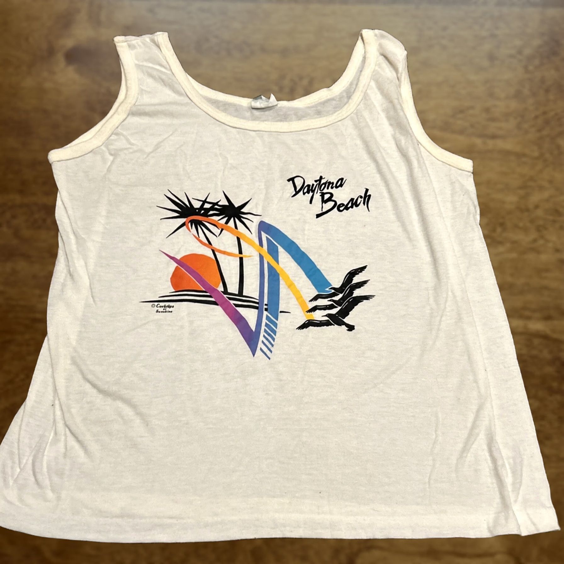 Vintage VINTAGE Sunshine Coverups Beach Theme Tank Top Womens XL Daytona Beach B1 Size ONE SIZE - 1 Thumbnail