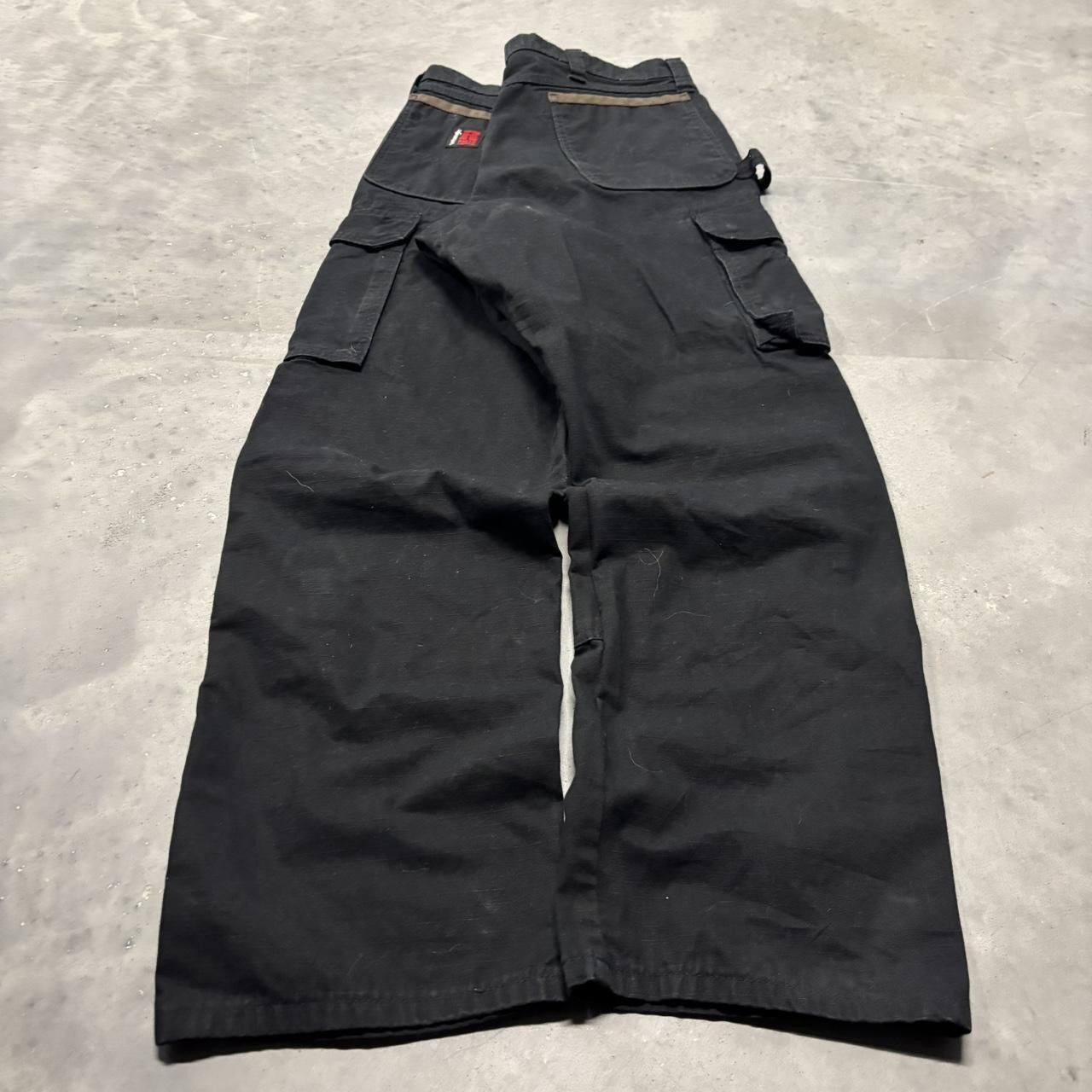 Japanese Brand × Vintage Crazy Vintage Y2K/2000s Baggy Black Streetwear Workwear Cargo Pants! Size US 36 / EU 52 - 4 Thumbnail
