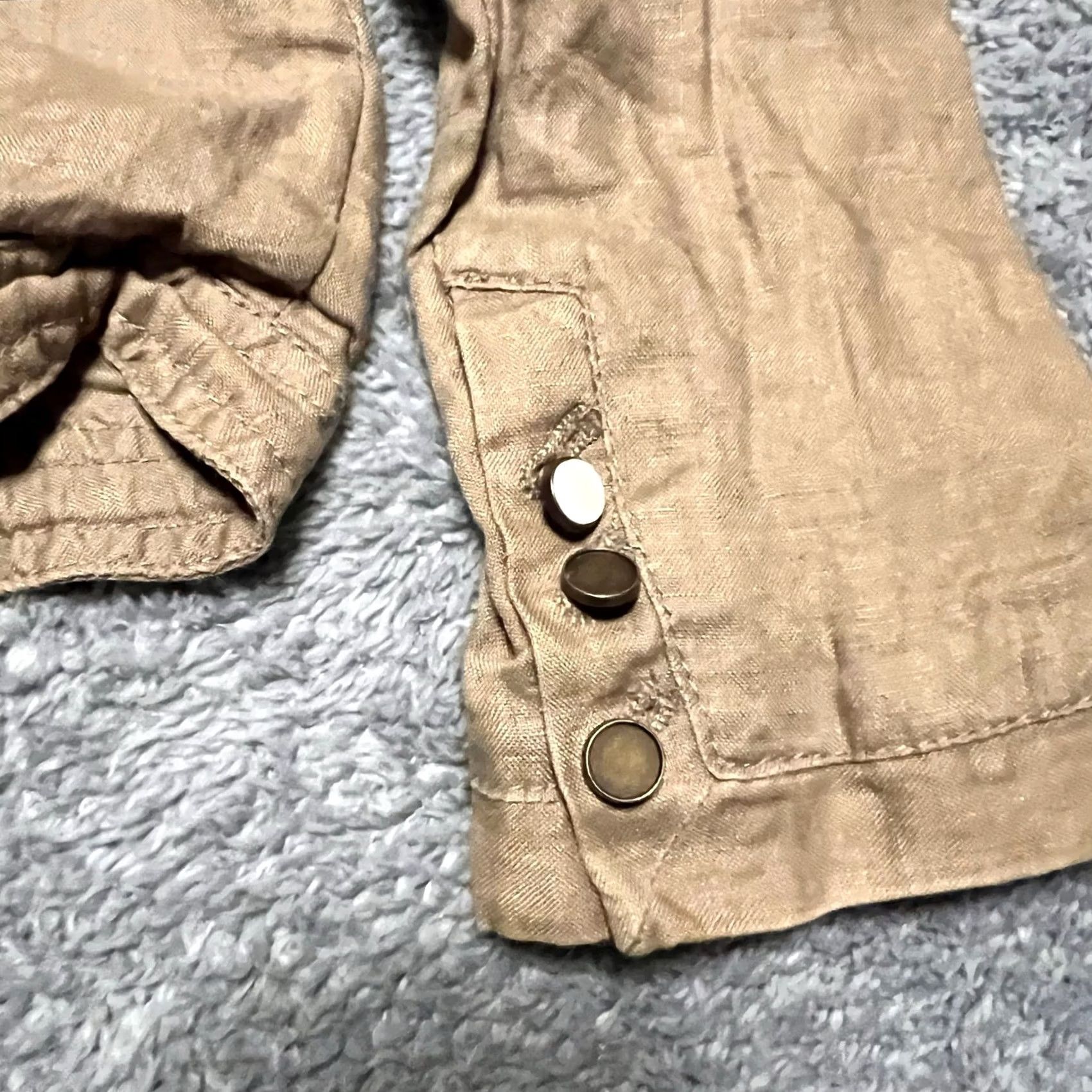 Anthropologie Hei Hei Bomber Jacket Womens 6 Small Linen Pleated Zip Military Coat Brown Linen Bomber Jacket Women 6 Small Retro Military-inspired Hei Hei Womens Size M / US 6-8 / IT 42-44 - 5 Thumbnail
