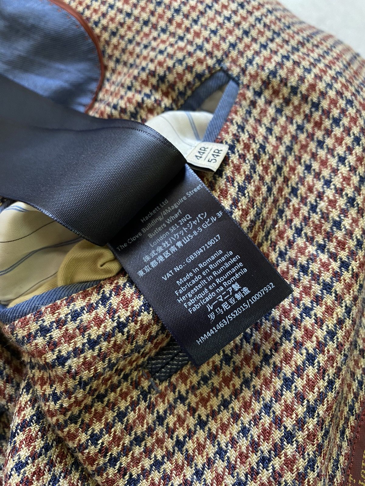Hackett Hacket London Robert Noble Red/Blue Check Silk/Linen Blazer Size 44R - 14 Thumbnail