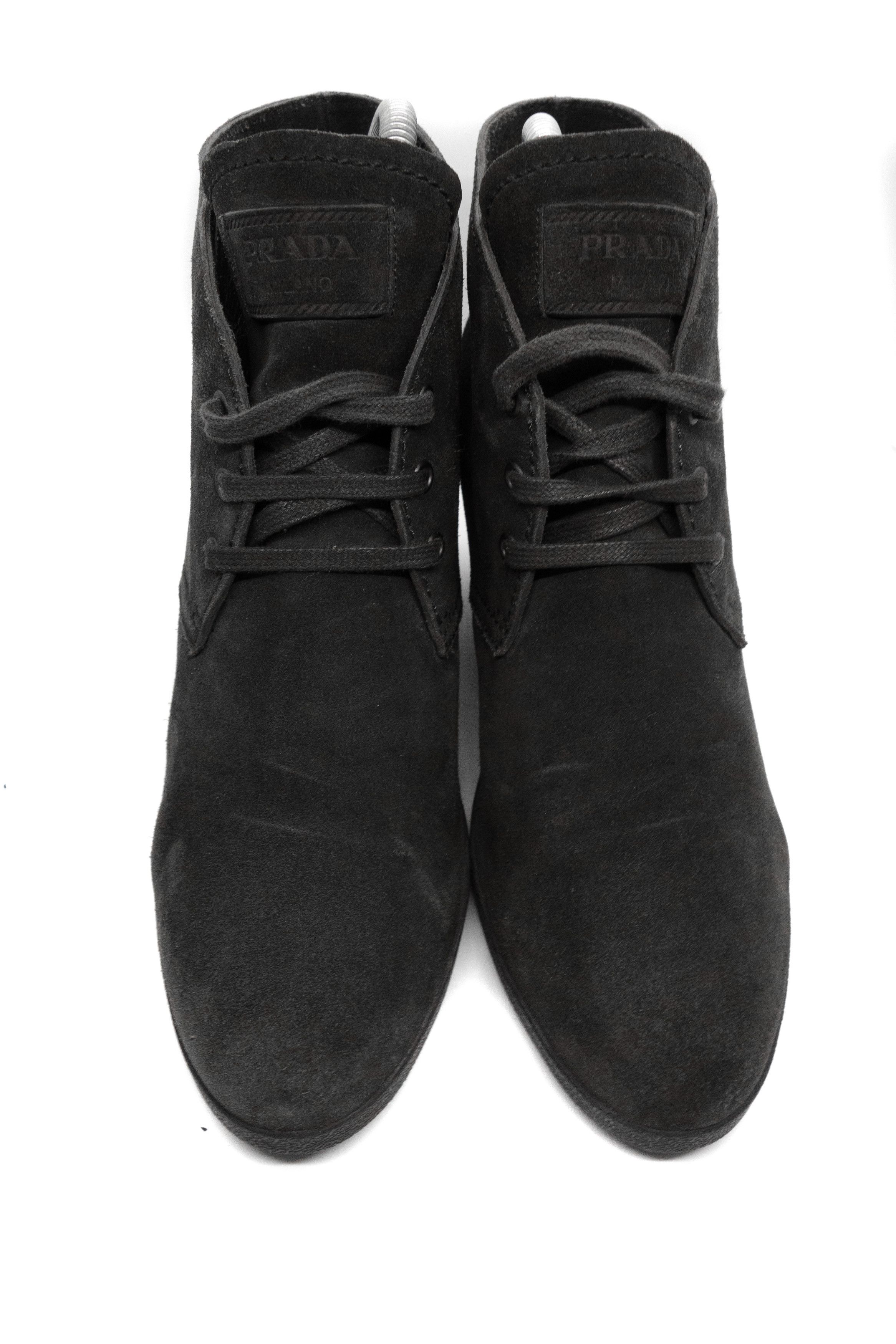 Prada Suede Wedge Desert Ankle High Boots Size US 10 / IT 40 - 4 Thumbnail