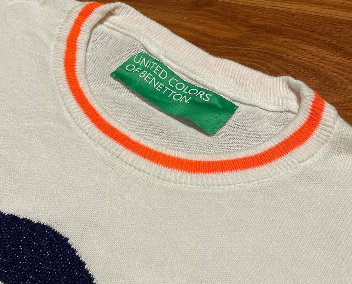 United Colors Of Benetton 2000s Benetton Iconic Logo Knit Sweater Size US L / EU 52-54 / 3 - 5 Thumbnail